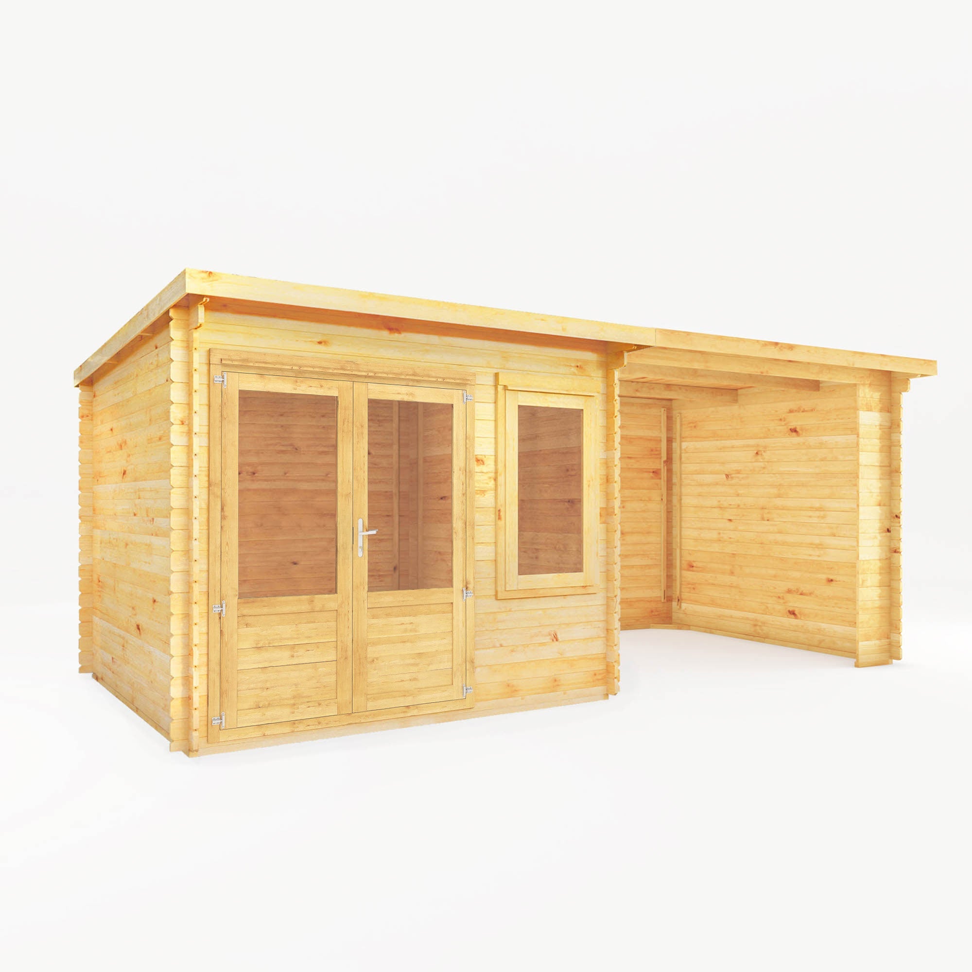 6m x 3m Elite Pent Log Cabin With Patio Area - 28mm