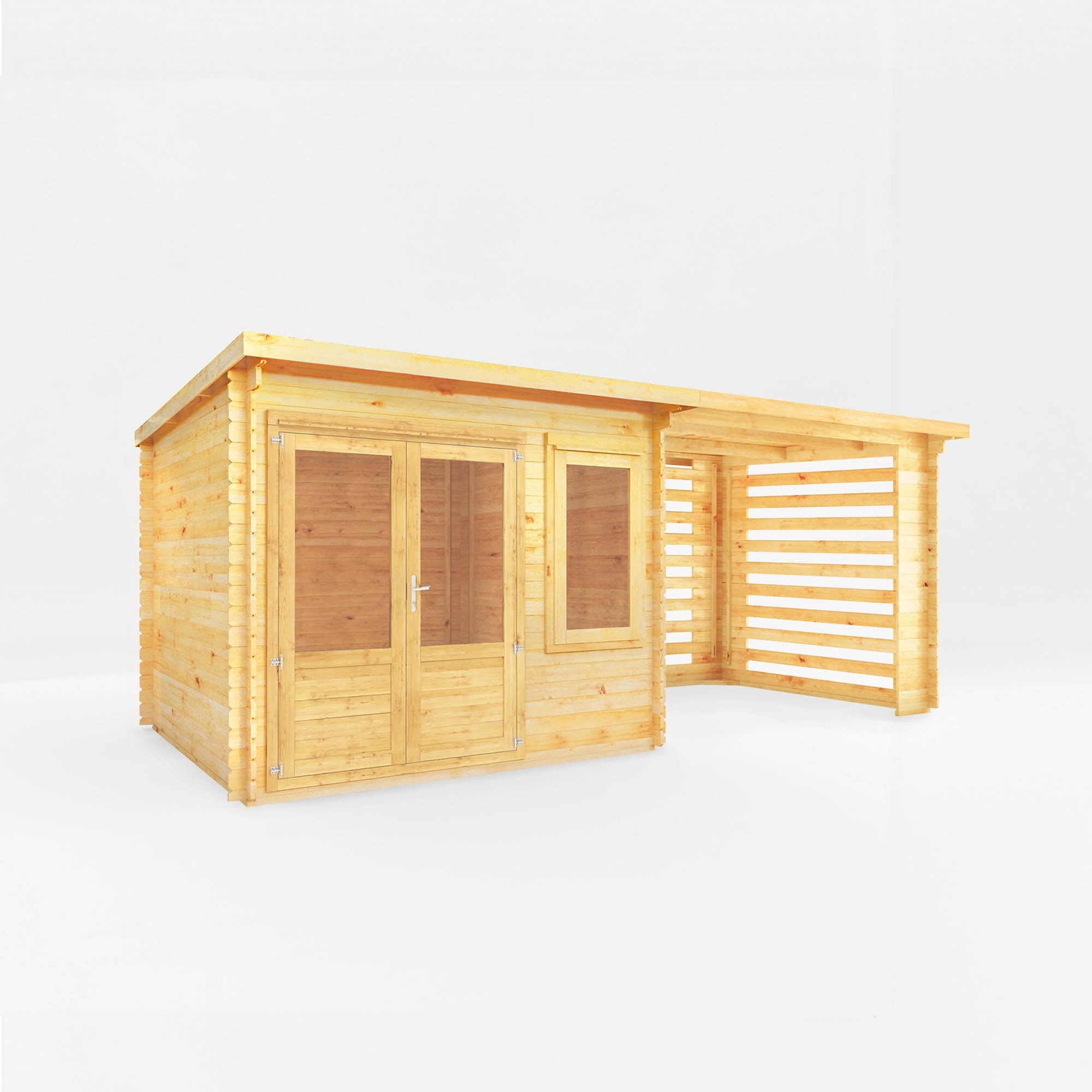 6m x 3m Elite Pent Log Cabin With Slatted Area - 28mm