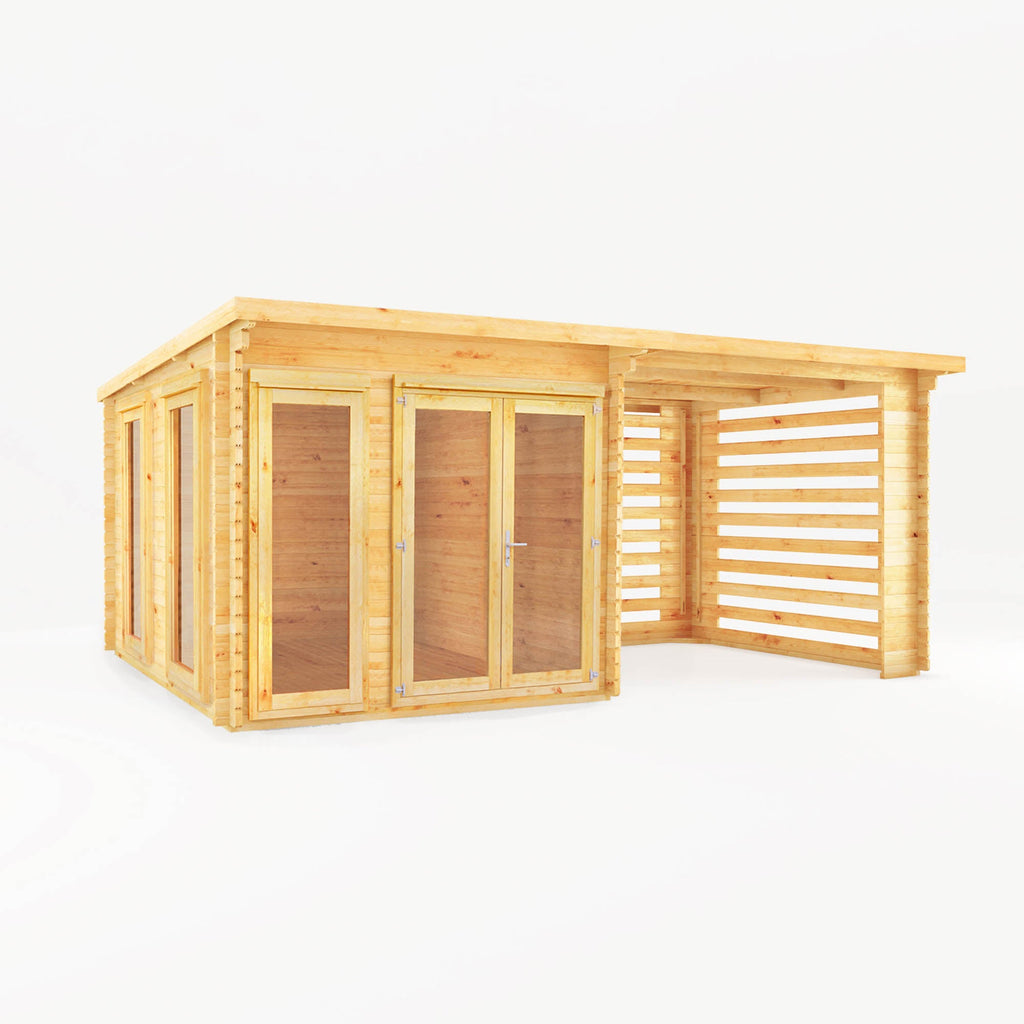 The Studio Pent Log Cabin with Slatted Area