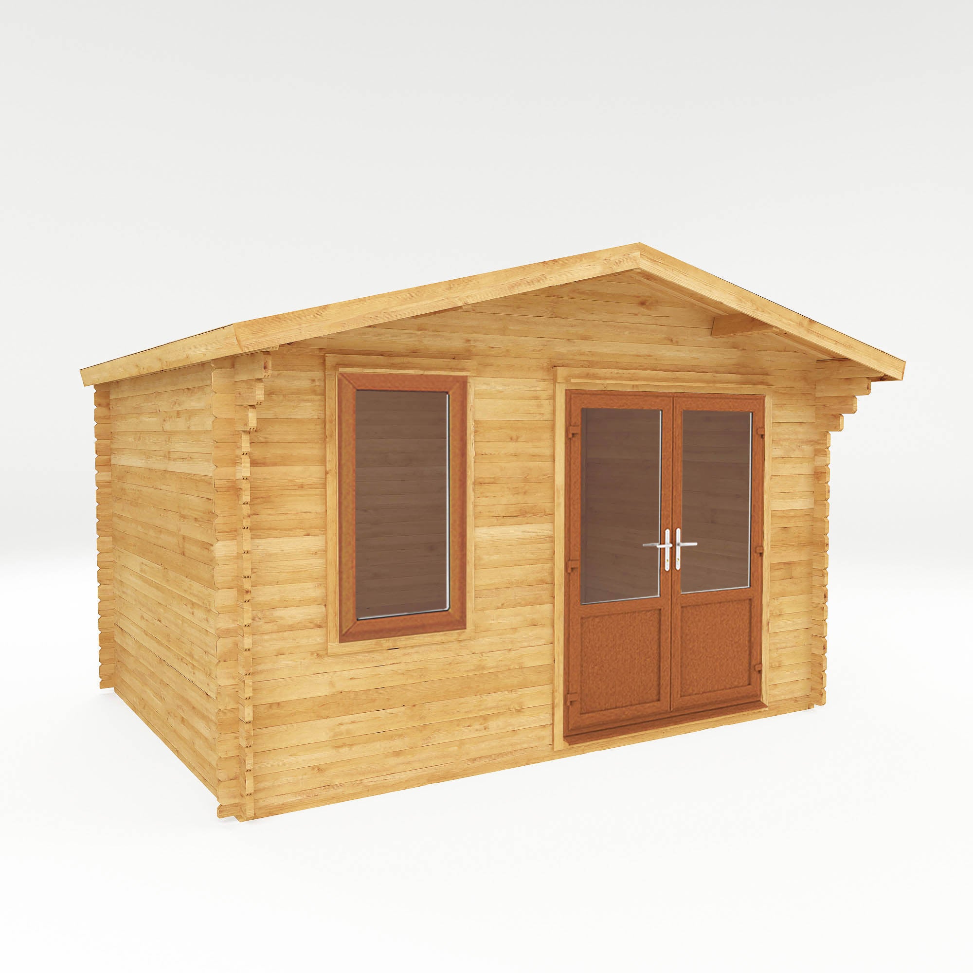 4m x 3m Retreat Log Cabin - UPVC Oak