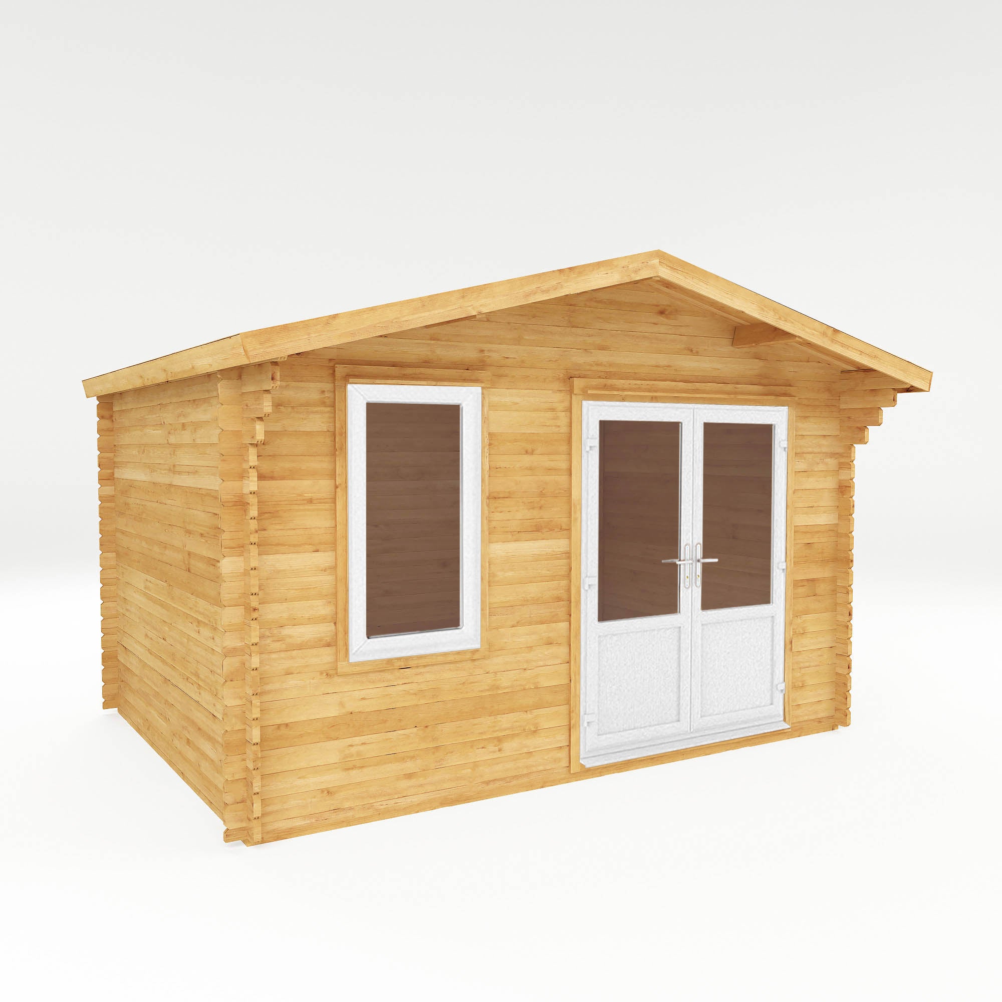 4m x 3m Retreat Log Cabin - UPVC White