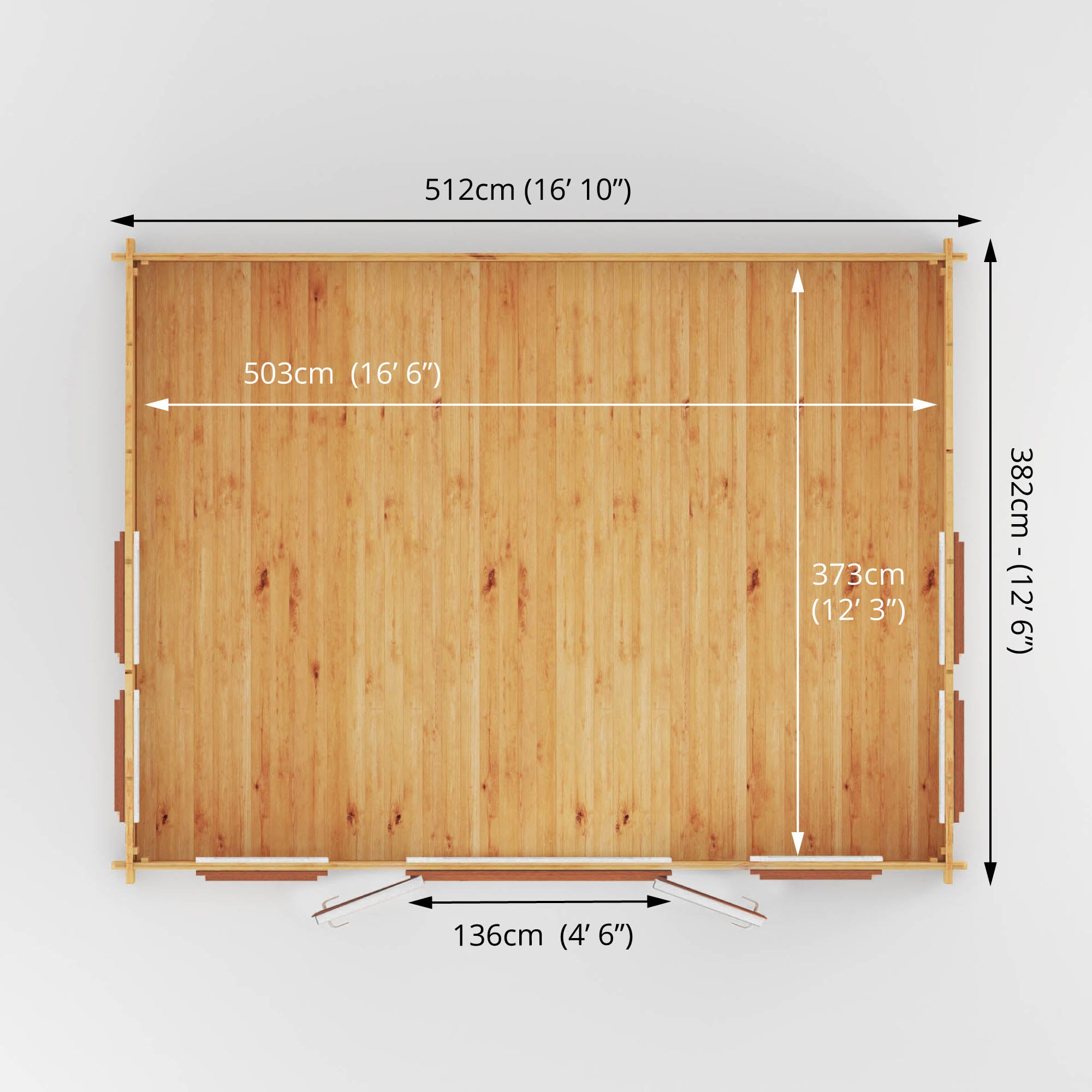 5.3m x 4m Clock Tower Log Cabin - UPVC Oak