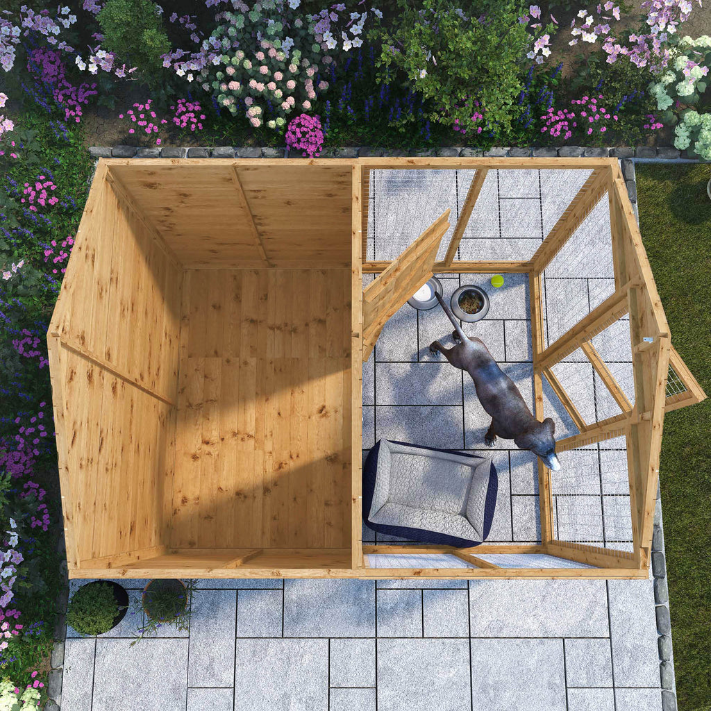 8 x 6  Shiplap Apex Dog Kennel & Run