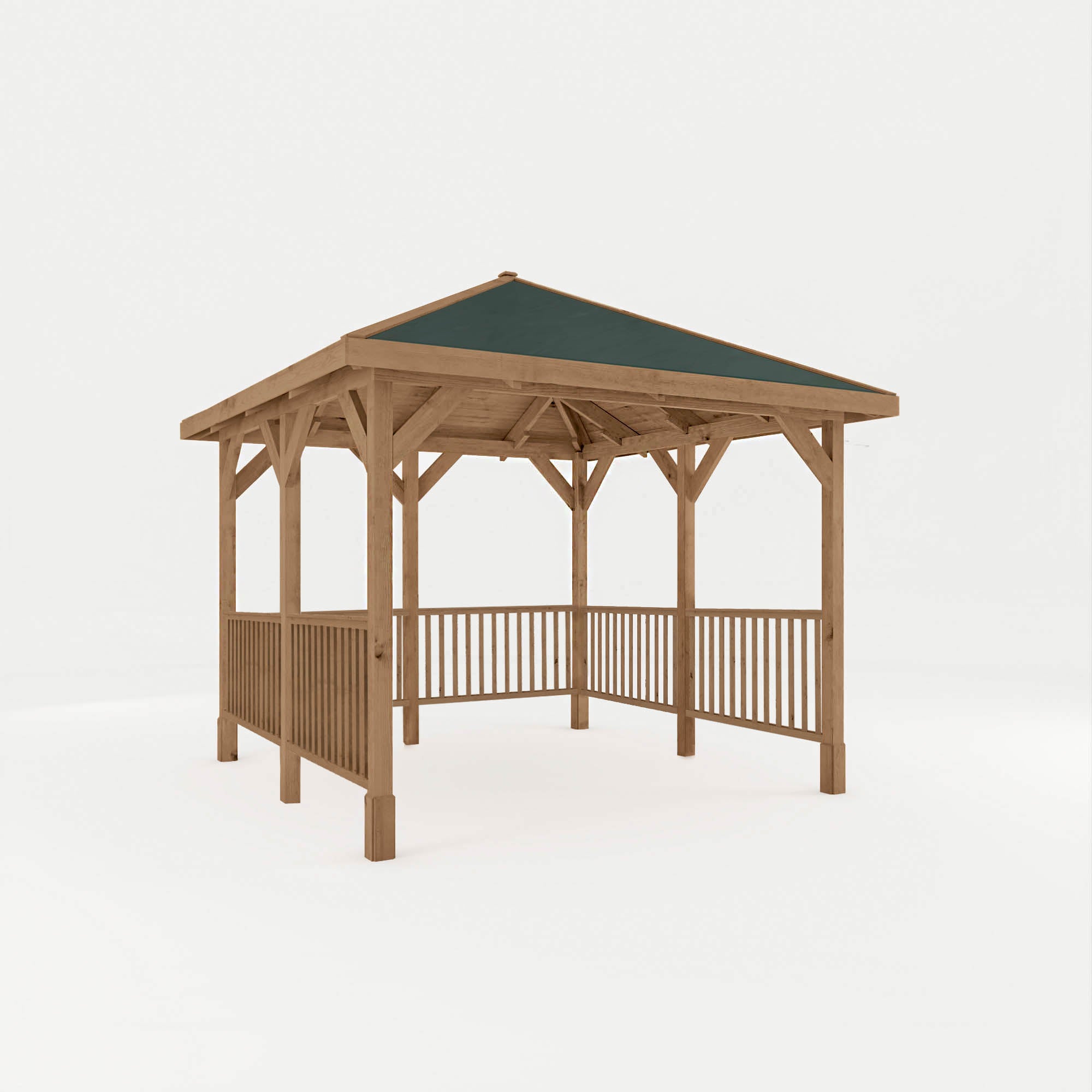 3m x 3m Pressure Treated Gazebo with Roof and Framed Rails