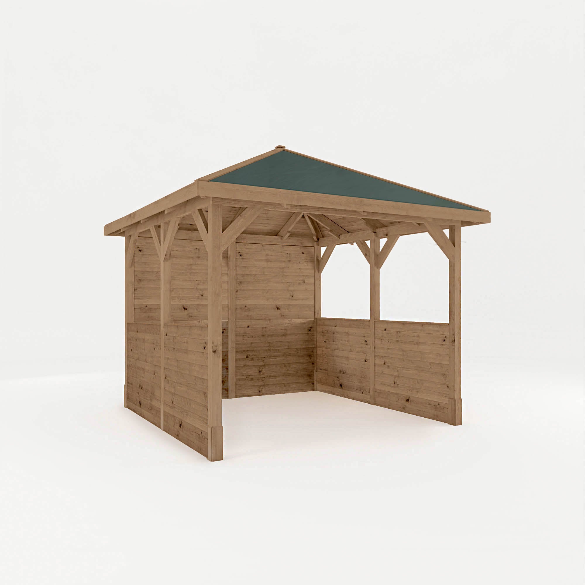 3m x 3m Pressure Treated Gazebo with Roof and Boarded Panels