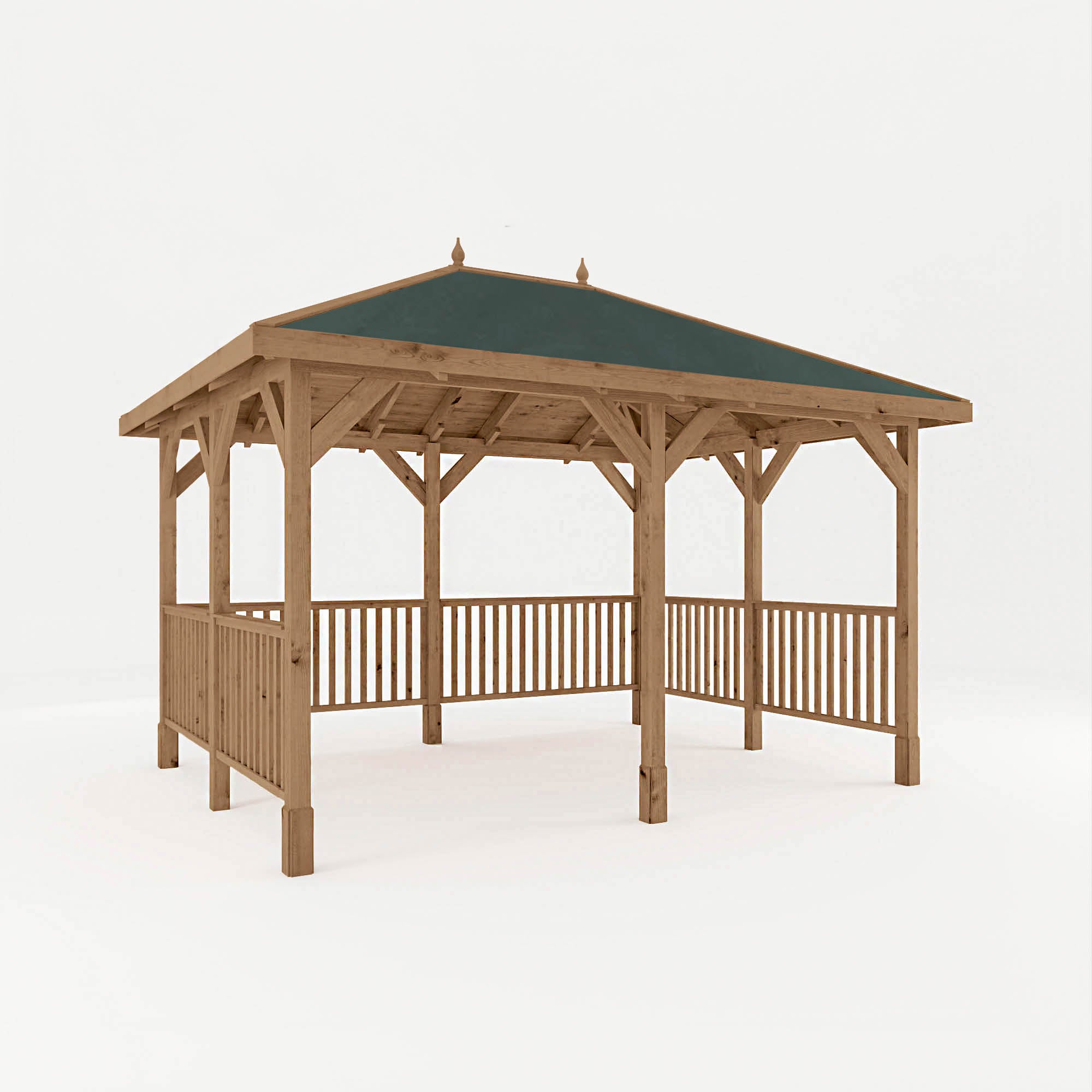 3m x 4m Pressure Treated Gazebo with Roof and Framed Rails