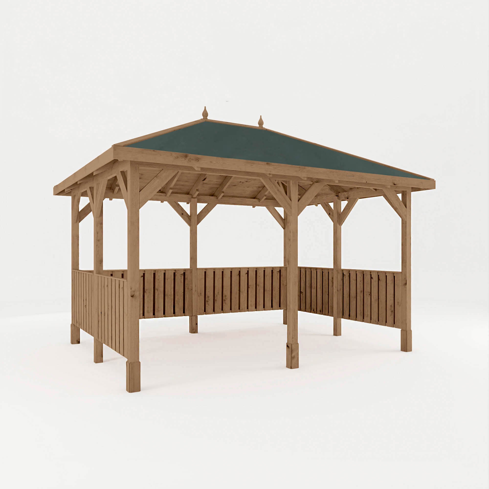 3m x 4m Pressure Treated Gazebo with Roof and Vertical Rails