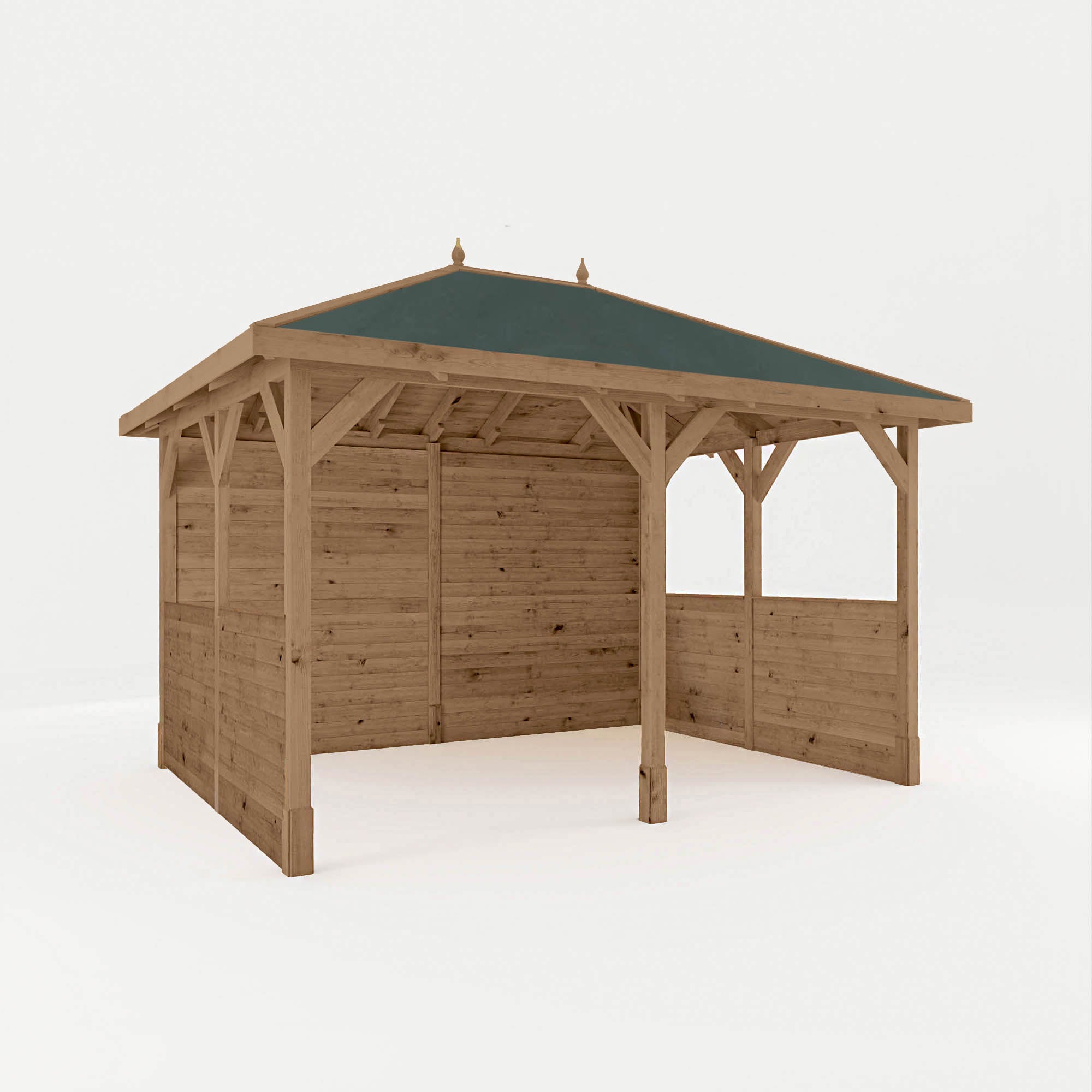 3m x 4m Pressure Treated Gazebo with Roof and Boarded Panels