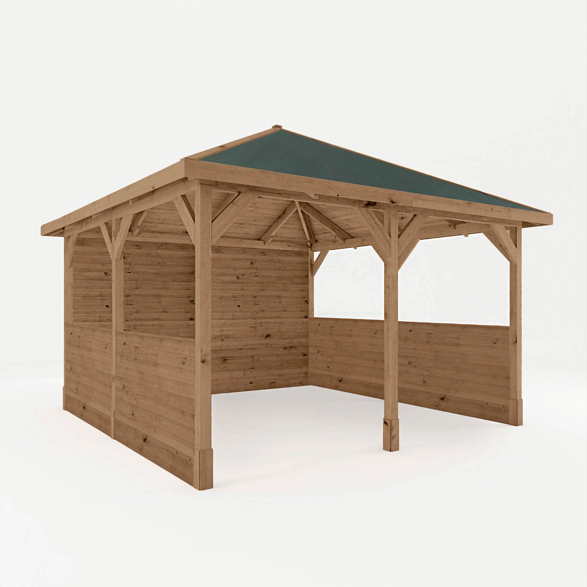 4m x 4m Pressure Treated Gazebo with Roof and Boarded Panels