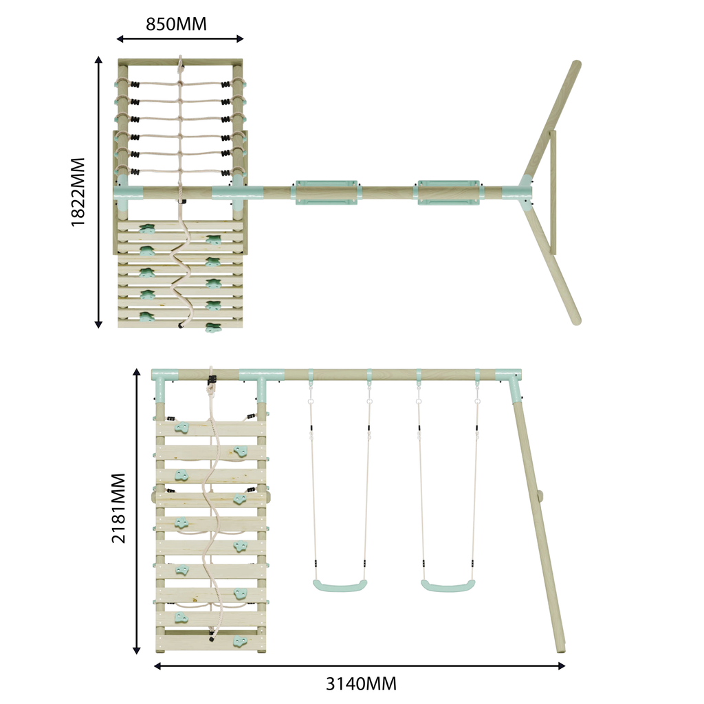Double Swing with Climbing Wall