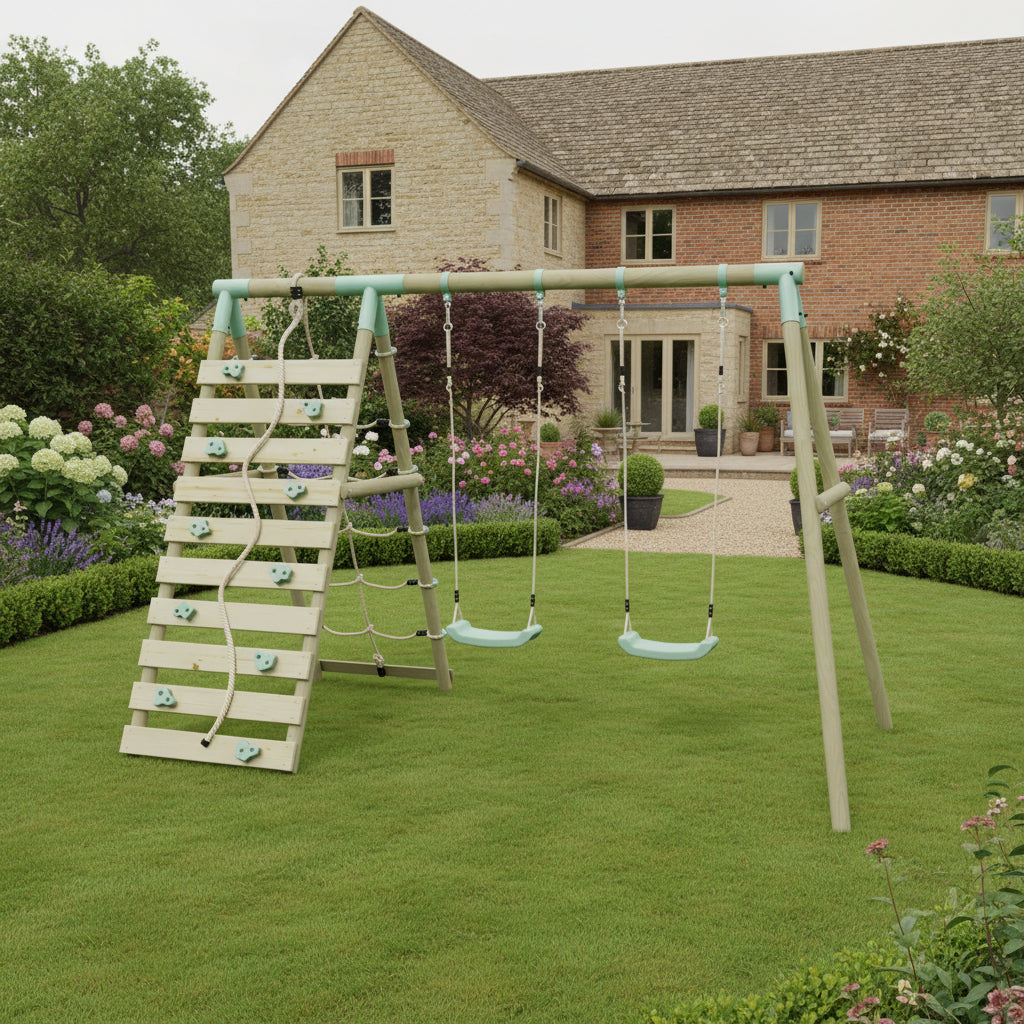Double Swing with Climbing Wall
