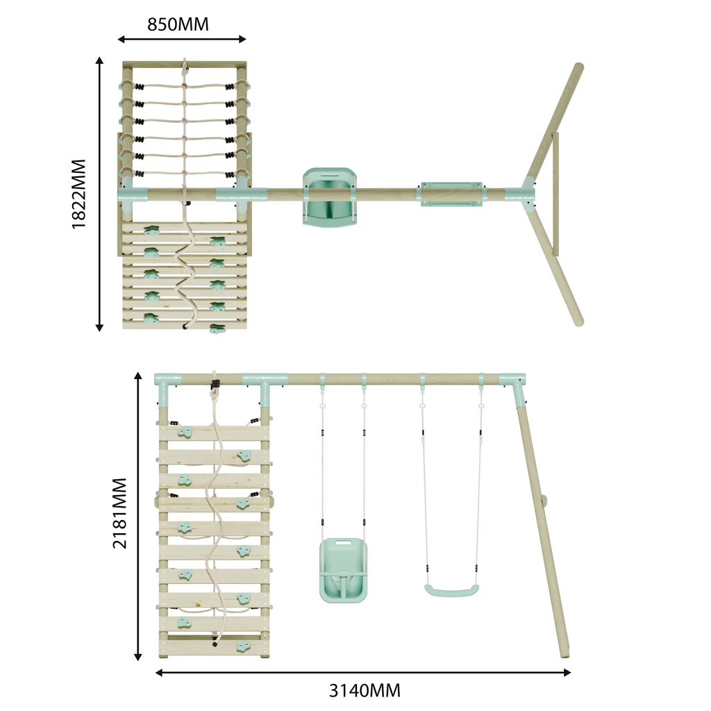 Double Swing with Baby Seat & Climbing Wall