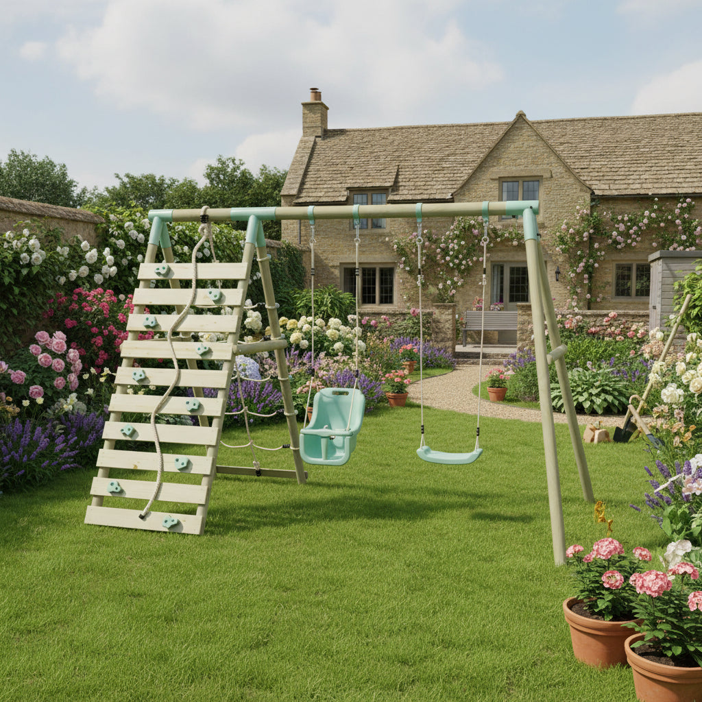 Double Swing with Baby Seat & Climbing Wall