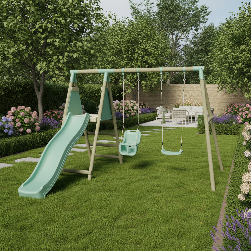 Double Swing with Baby Seat & Slide