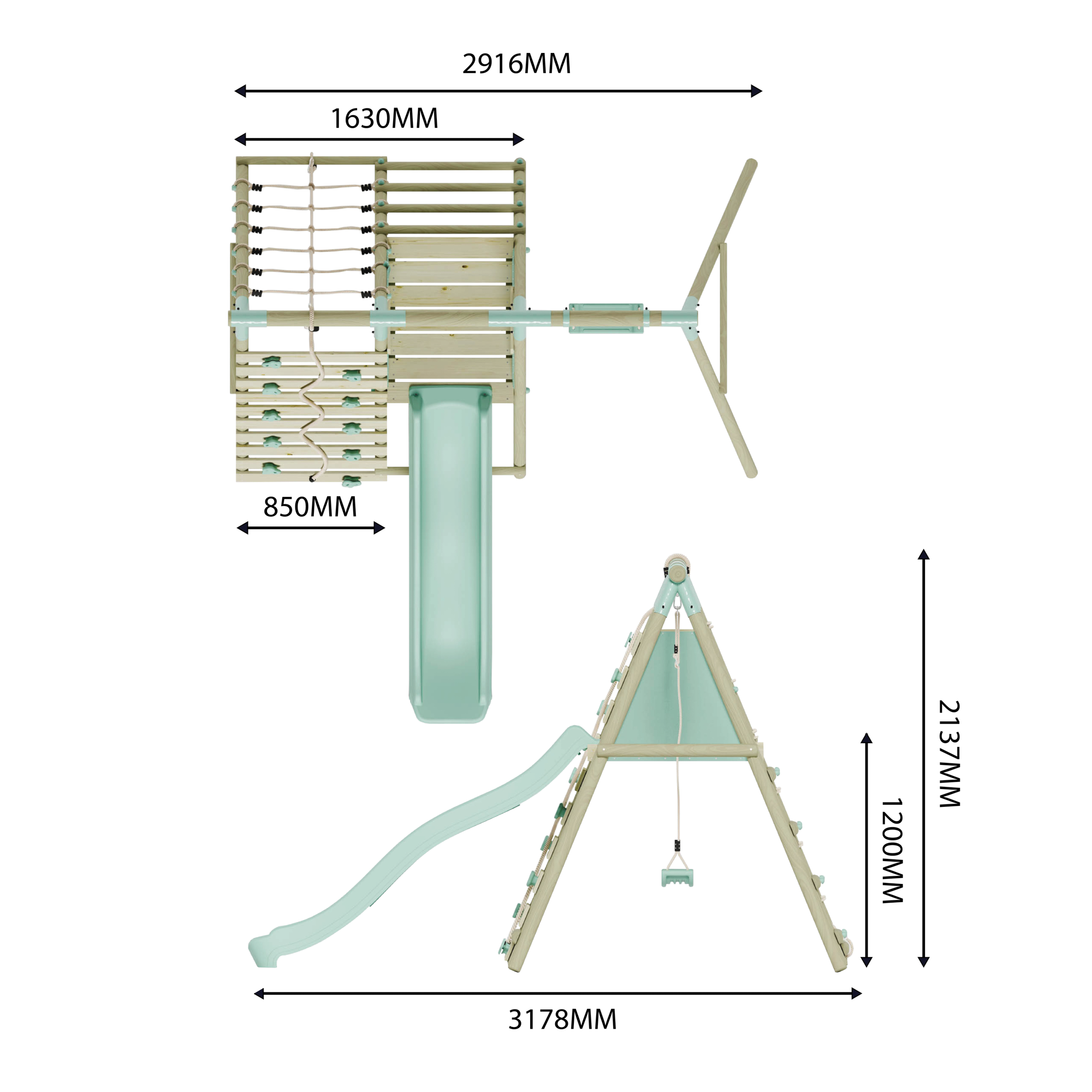 Single Swing with Climbing Wall & Slide