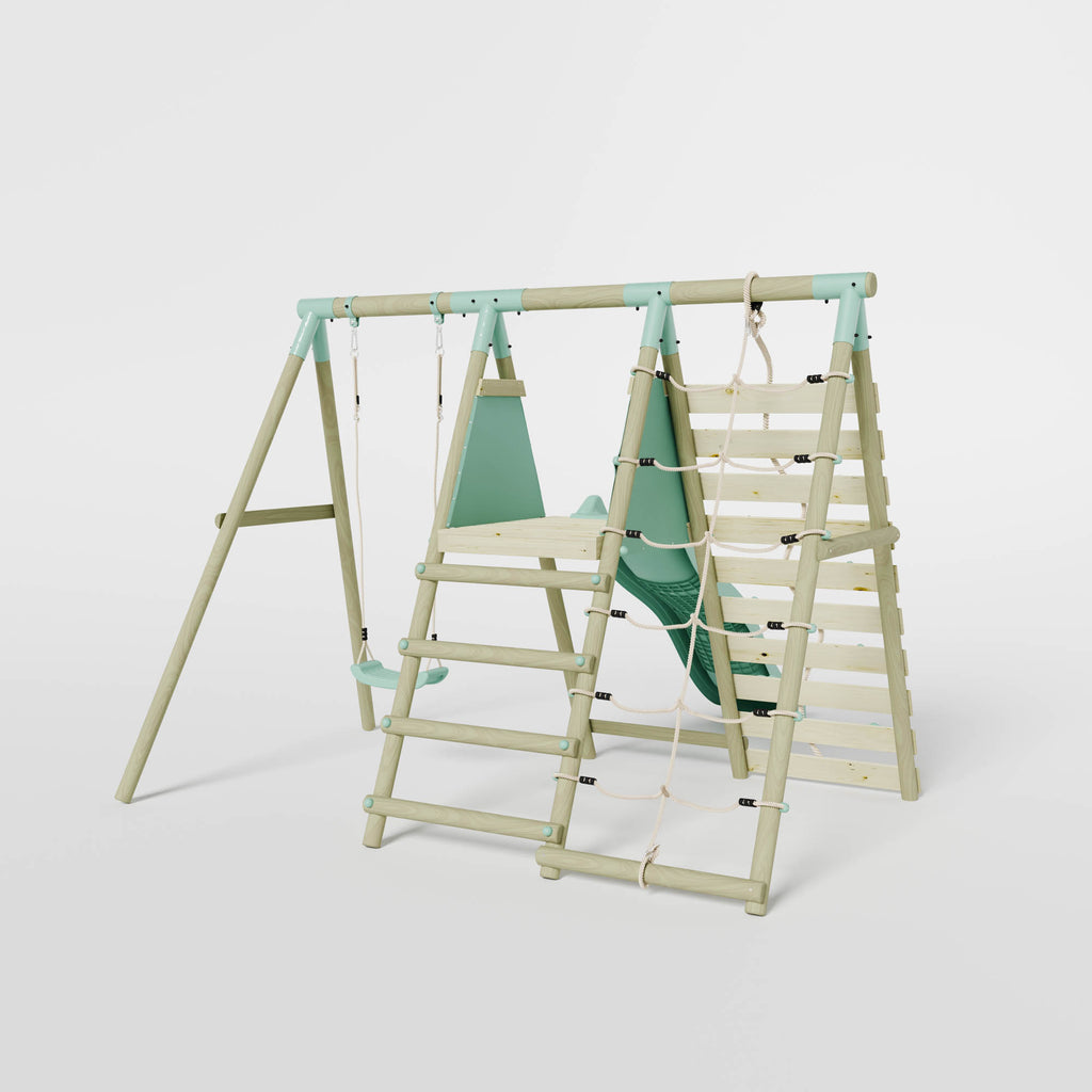 Single Swing with Climbing Wall & Slide