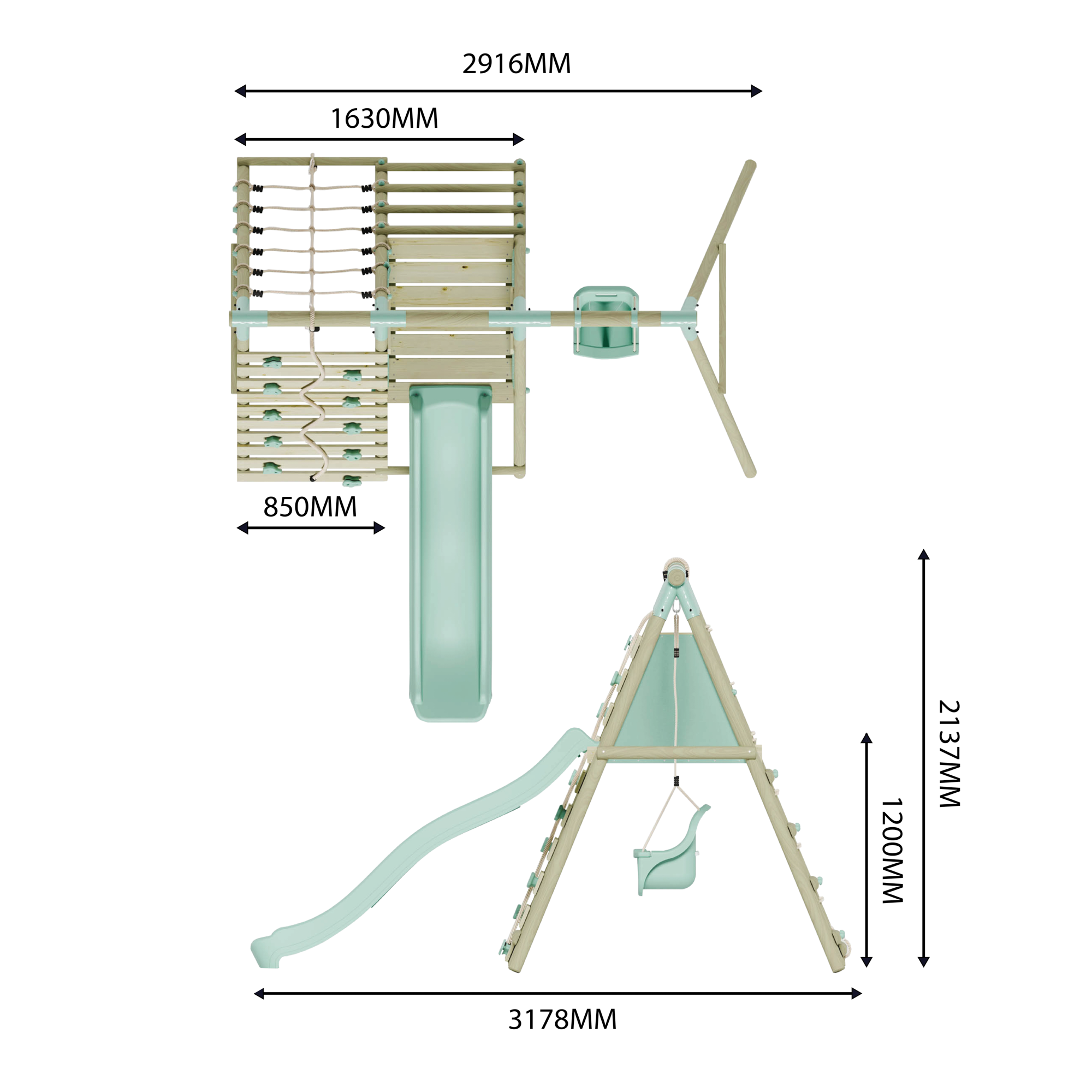 Single Baby Seat Swing with Climbing Wall & Slide