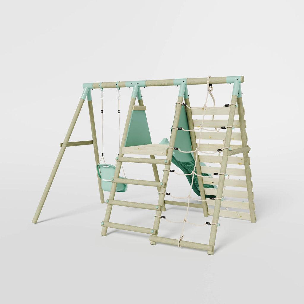 Single Baby Seat Swing with Climbing Wall & Slide