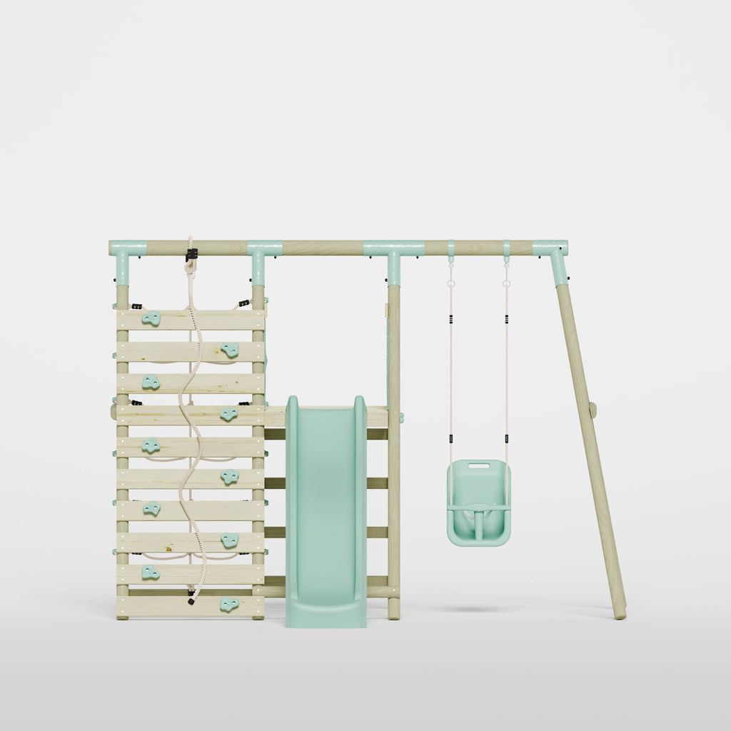 Single Baby Seat Swing with Climbing Wall & Slide