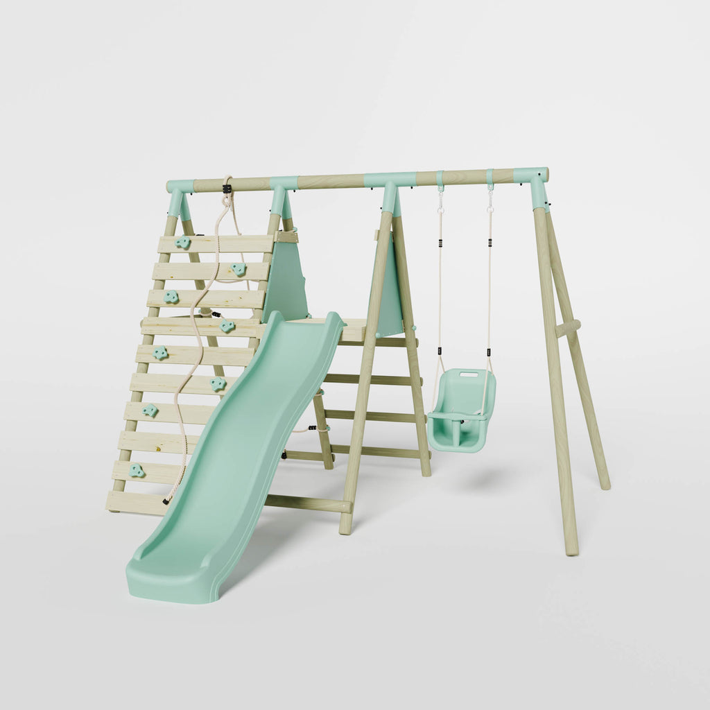 Single Baby Seat Swing with Climbing Wall & Slide