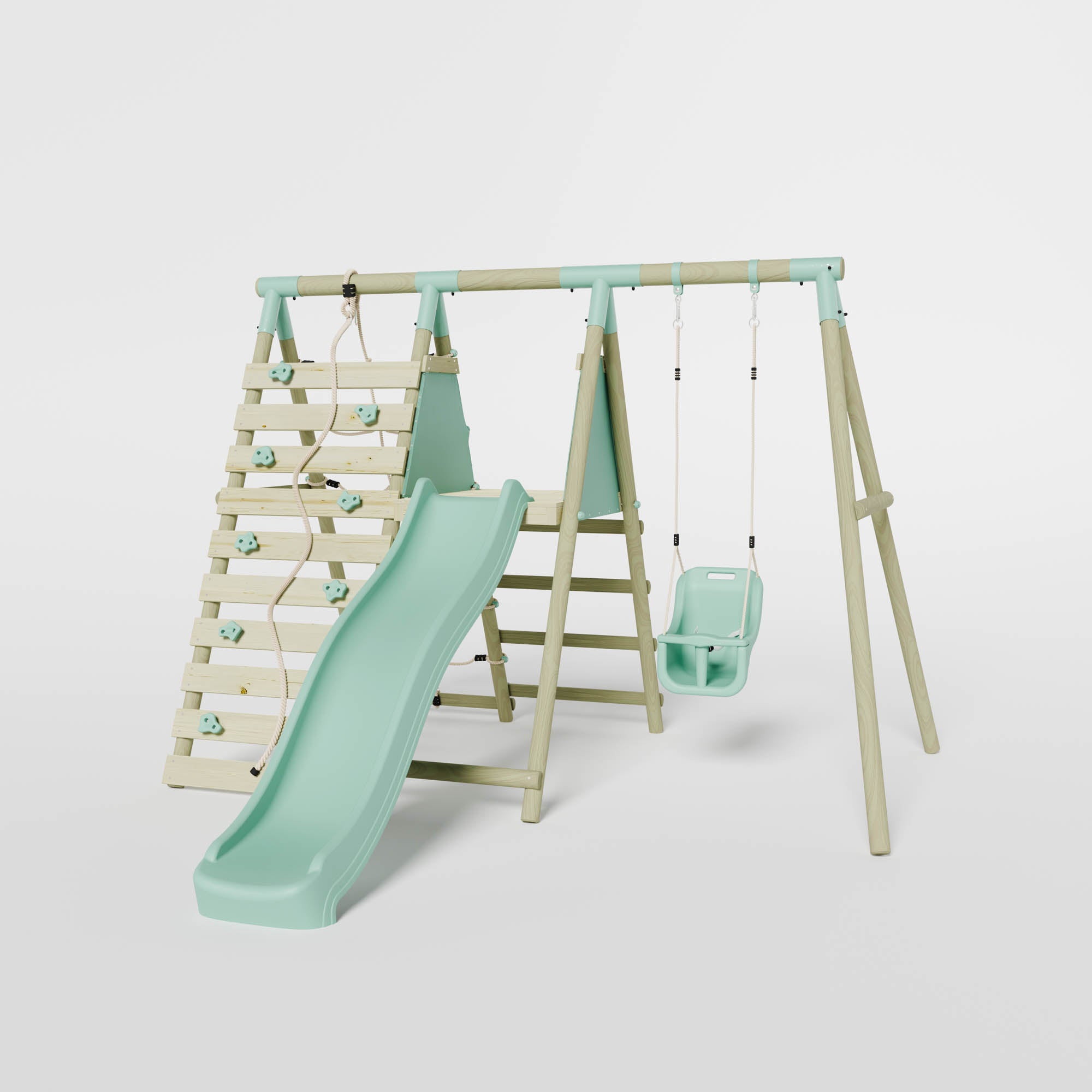 Single Baby Seat Swing with Climbing Wall & Slide