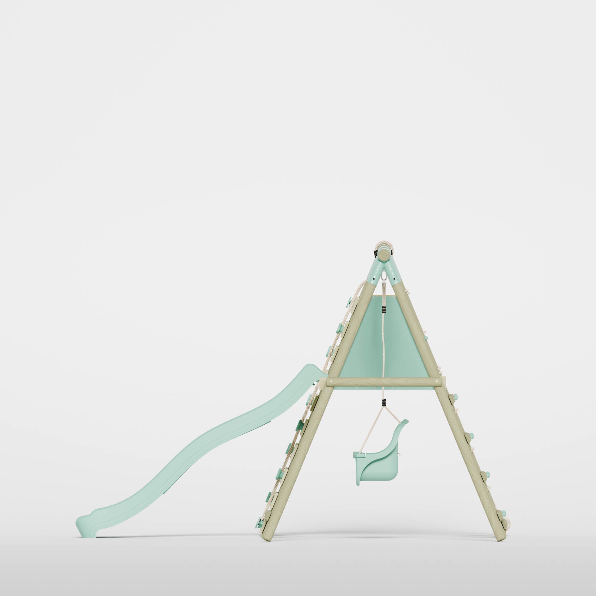 Single Baby Seat Swing with Climbing Wall & Slide