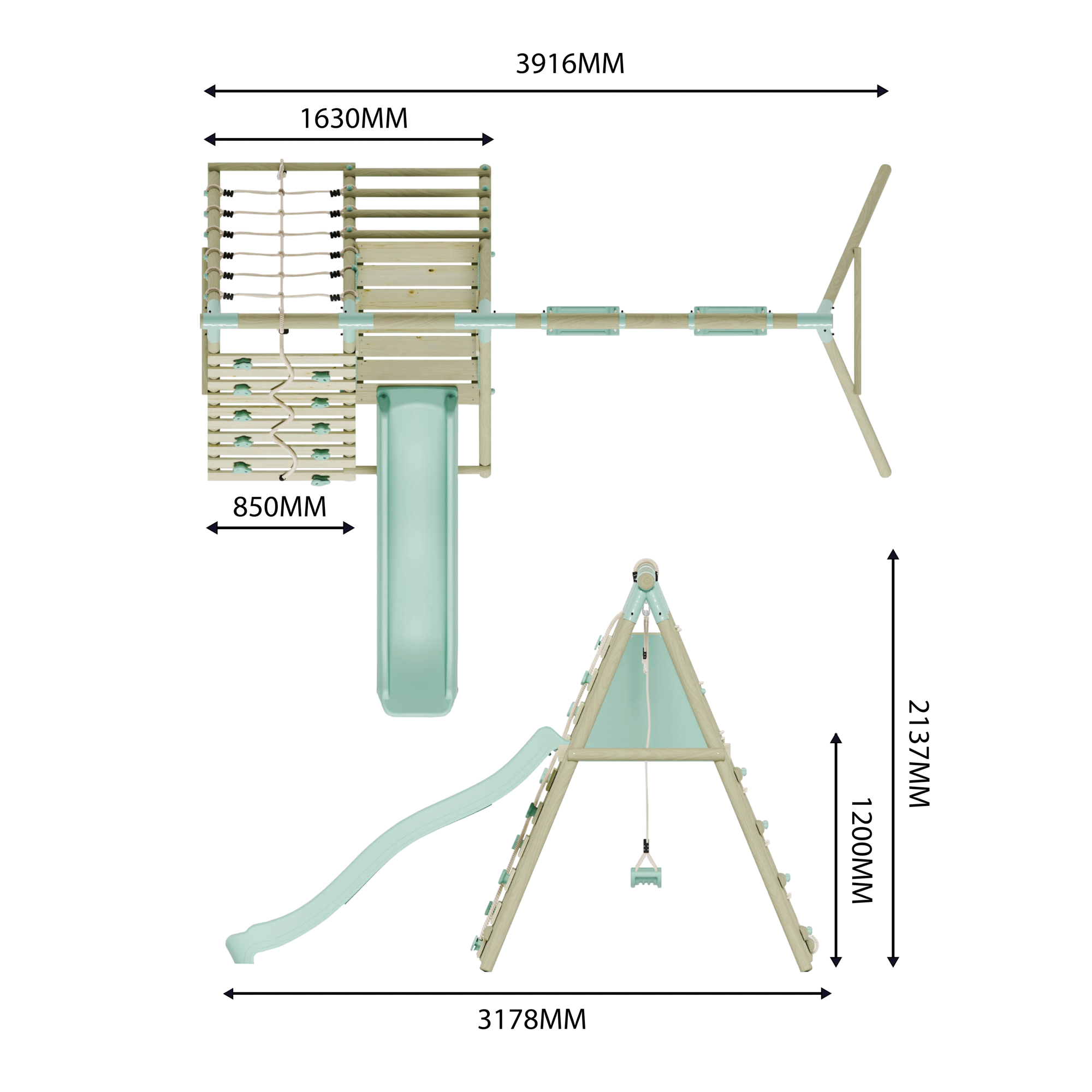 Double Swing with Climbing Wall & Slide