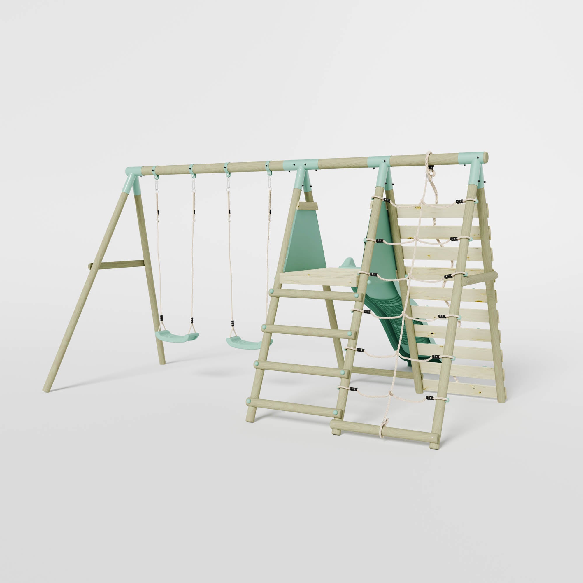Double Swing with Climbing Wall & Slide