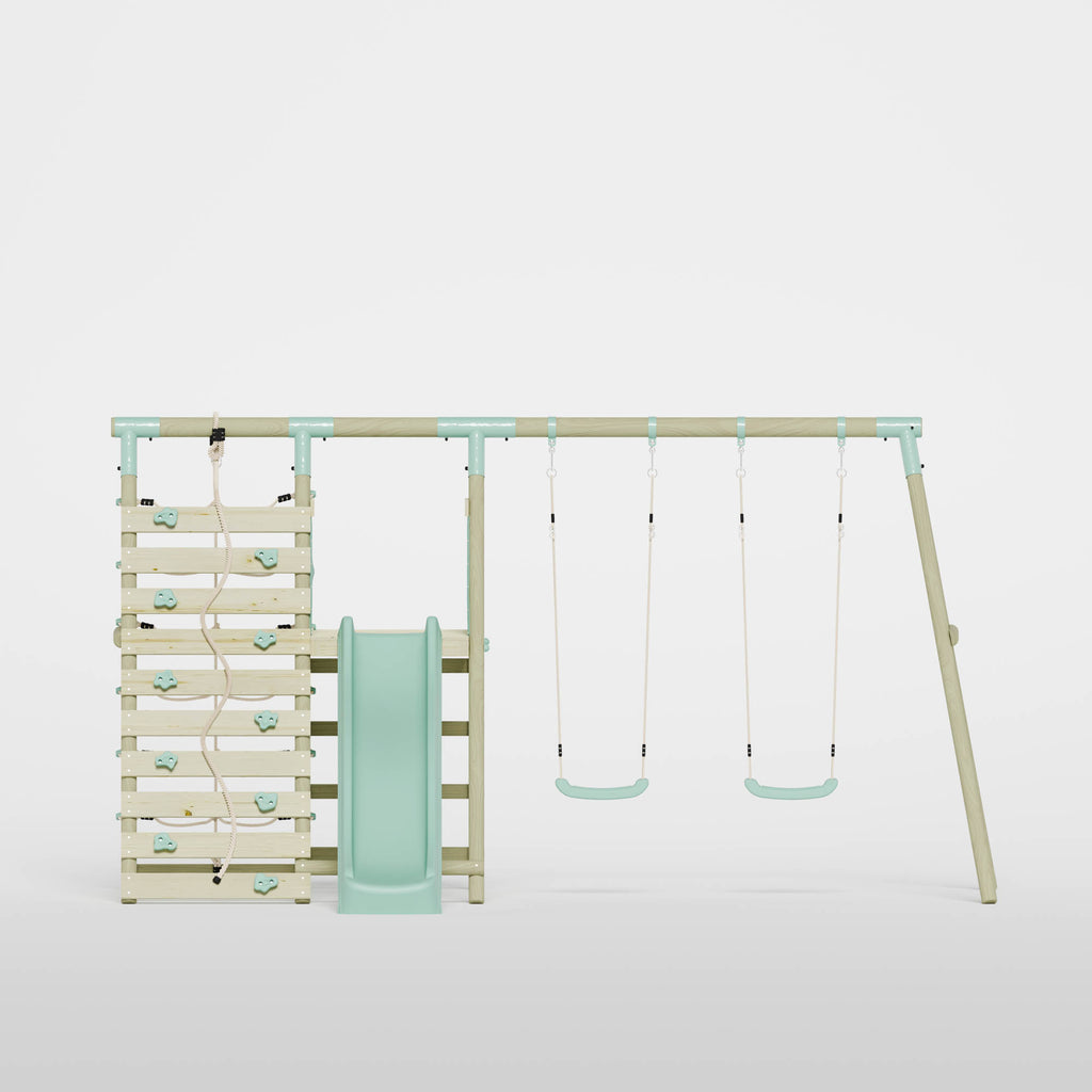 Double Swing with Climbing Wall & Slide
