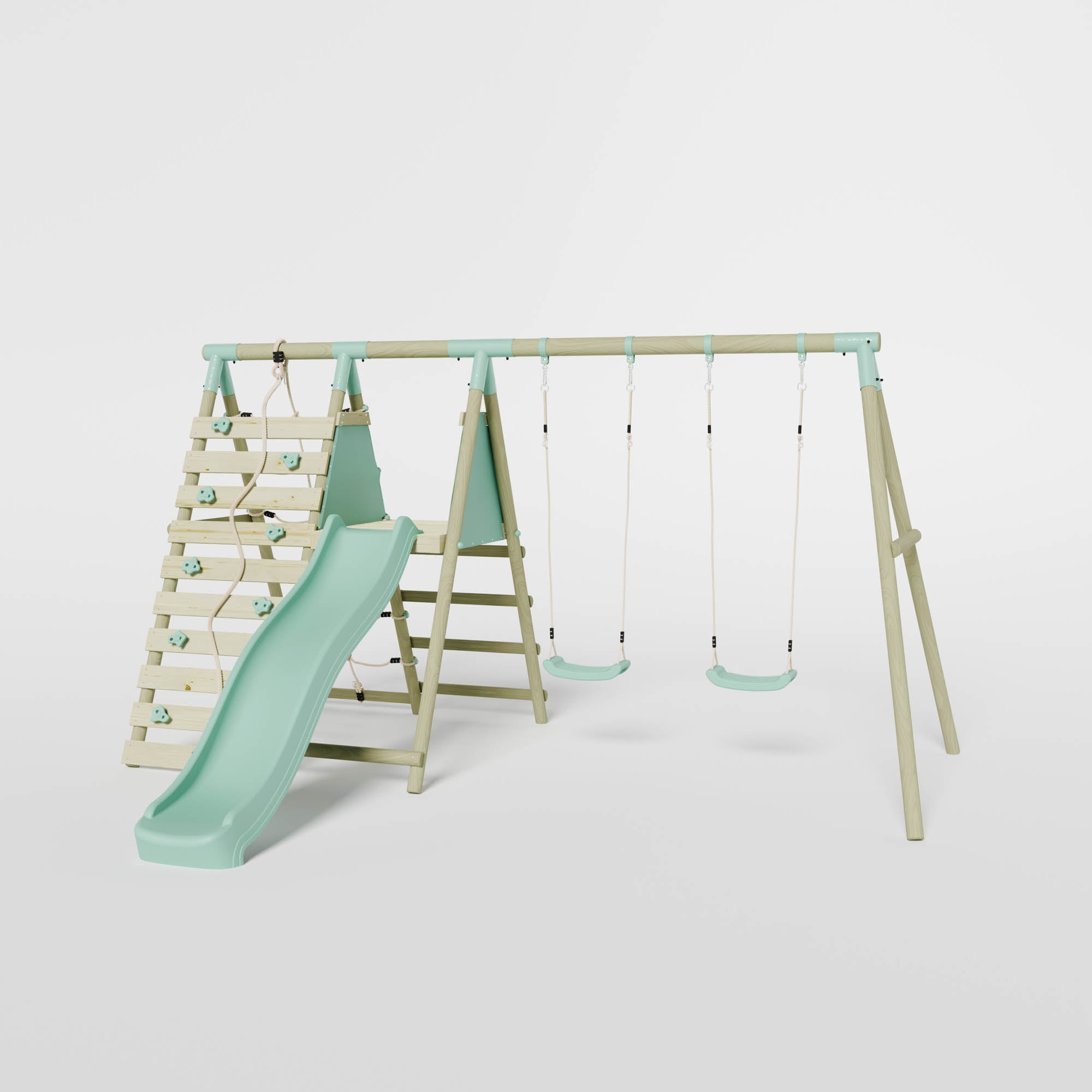 Double Swing with Climbing Wall & Slide