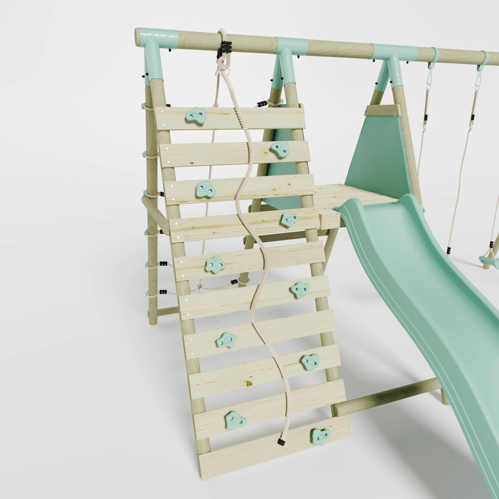 Double Swing with Climbing Wall & Slide