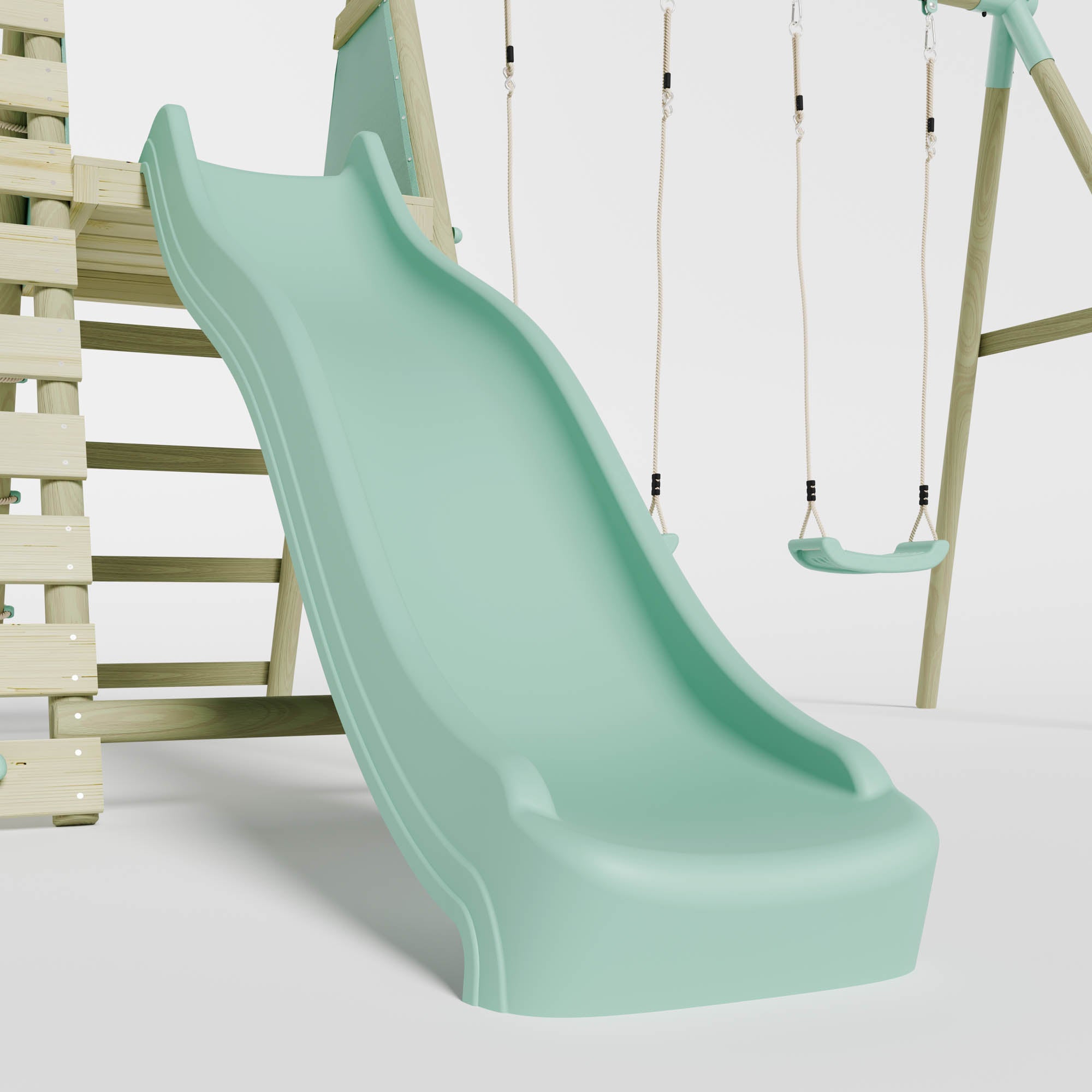 Double Swing with Climbing Wall & Slide