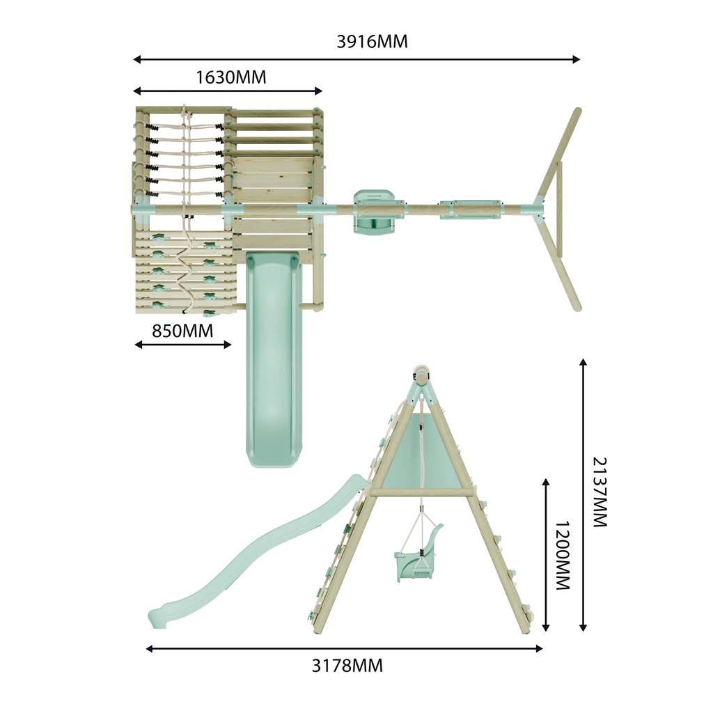 Double Swing with Baby Seat, Slide & Climbing Wall