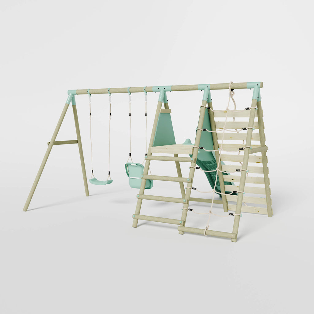 Double Swing with Baby Seat, Slide & Climbing Wall