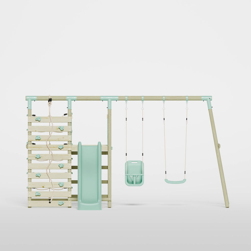 Double Swing with Baby Seat, Slide & Climbing Wall