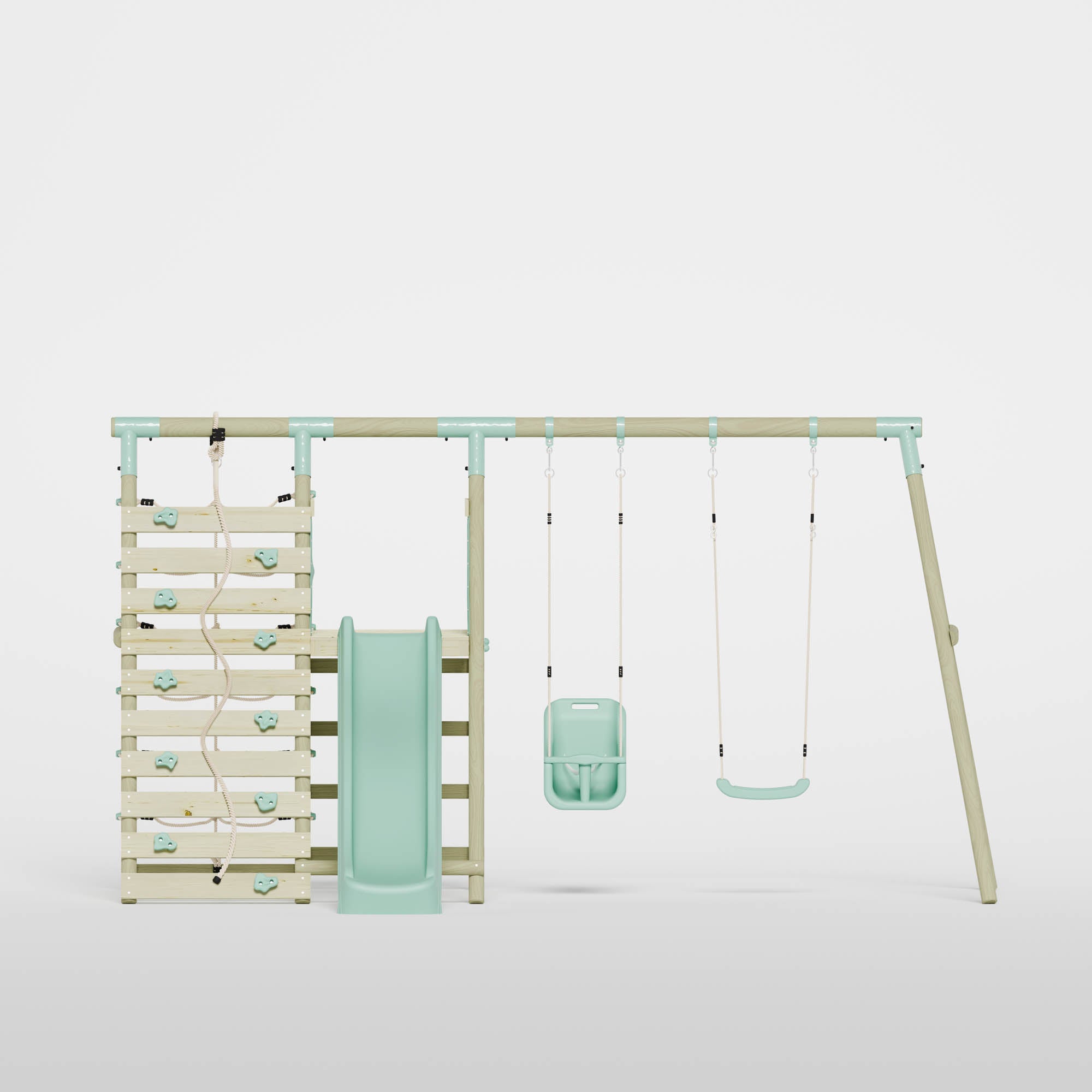 Double Swing with Baby Seat, Slide & Climbing Wall