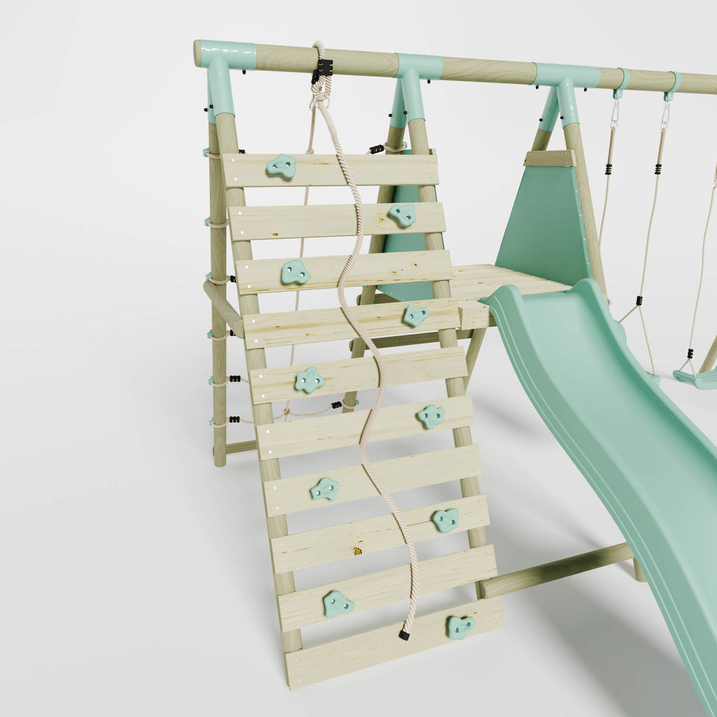 Double Swing with Baby Seat, Slide & Climbing Wall