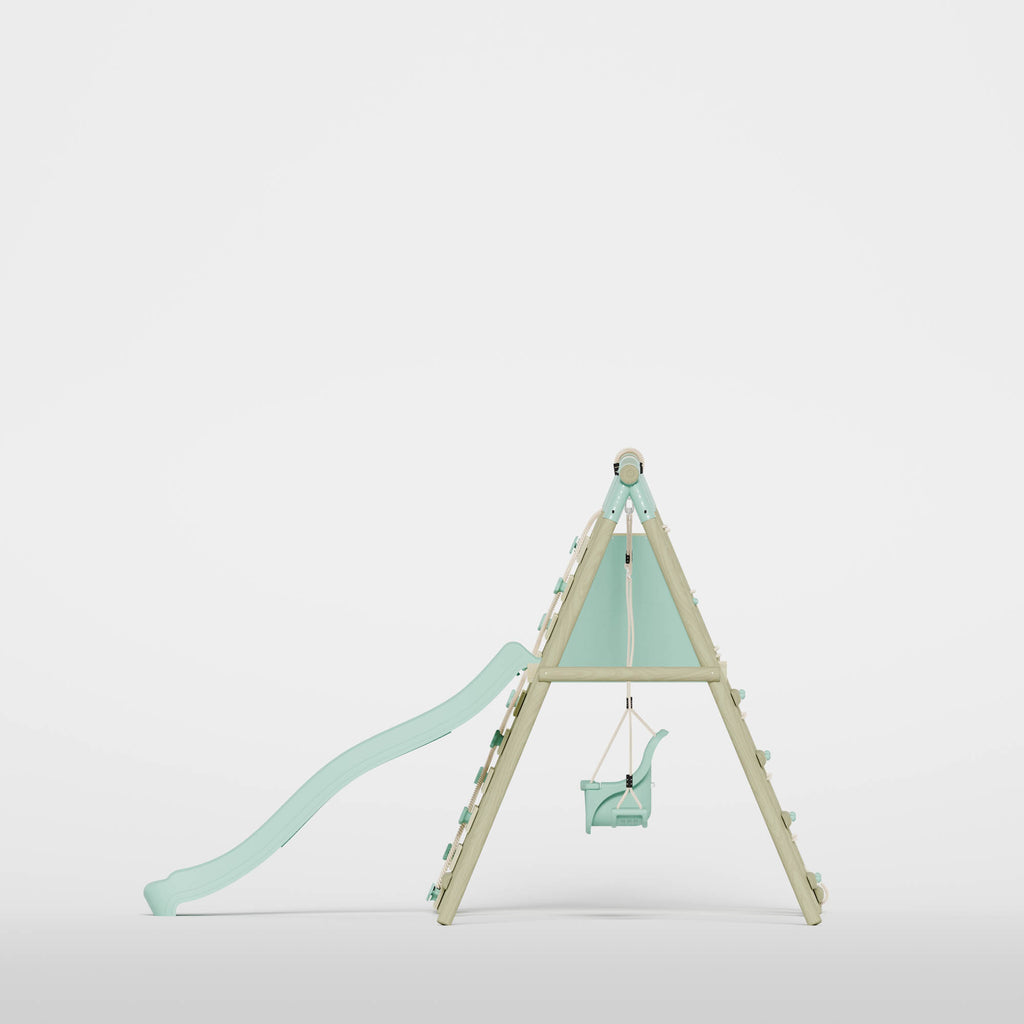 Double Swing with Baby Seat, Slide & Climbing Wall