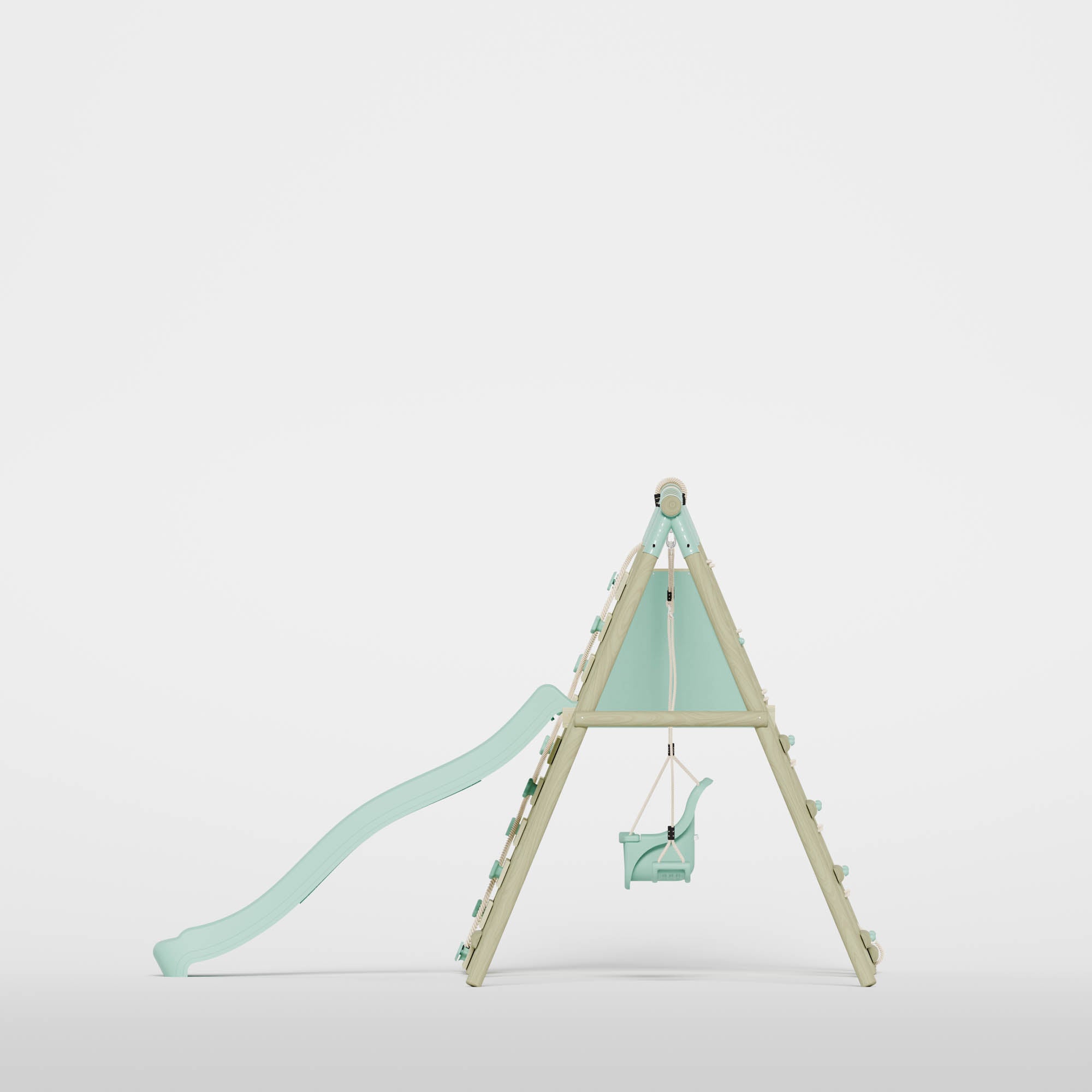 Double Swing with Baby Seat, Slide & Climbing Wall