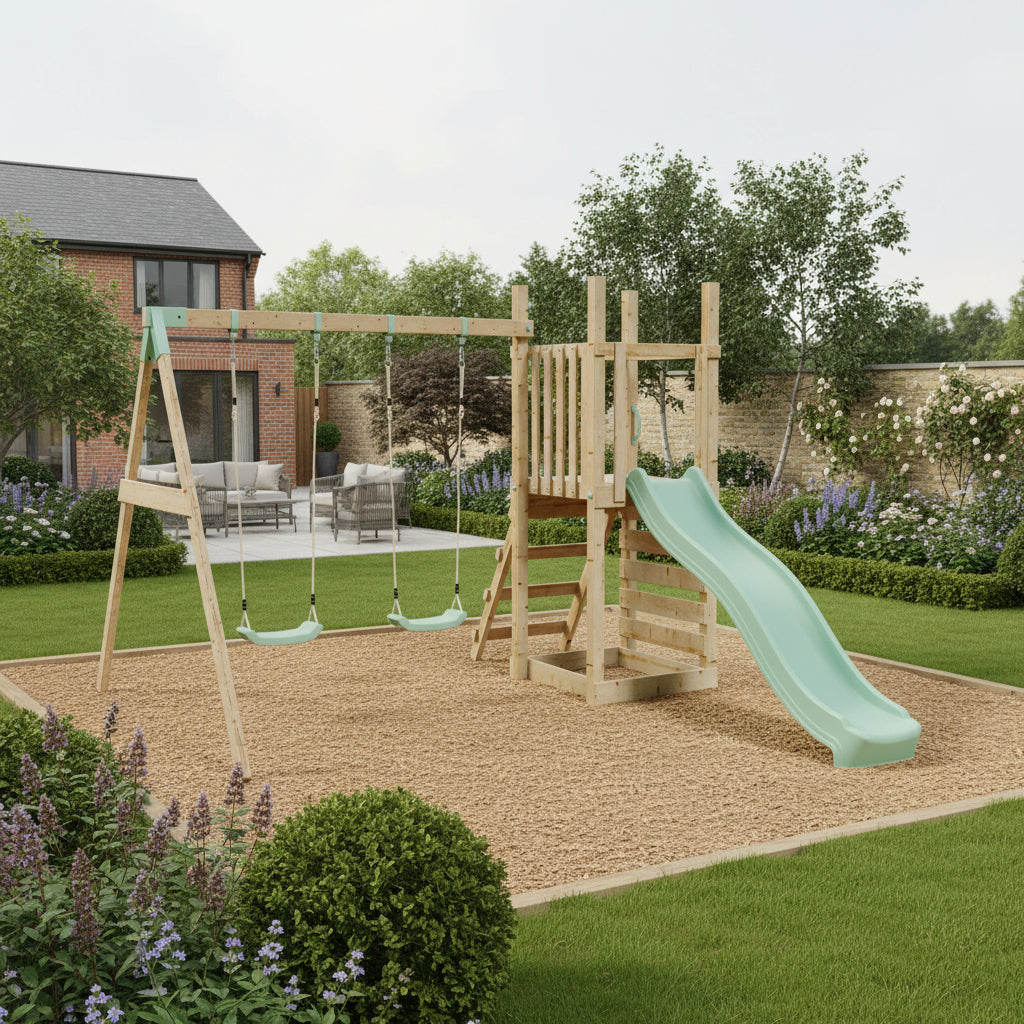 Climbing Frame with Slide & Double Swing