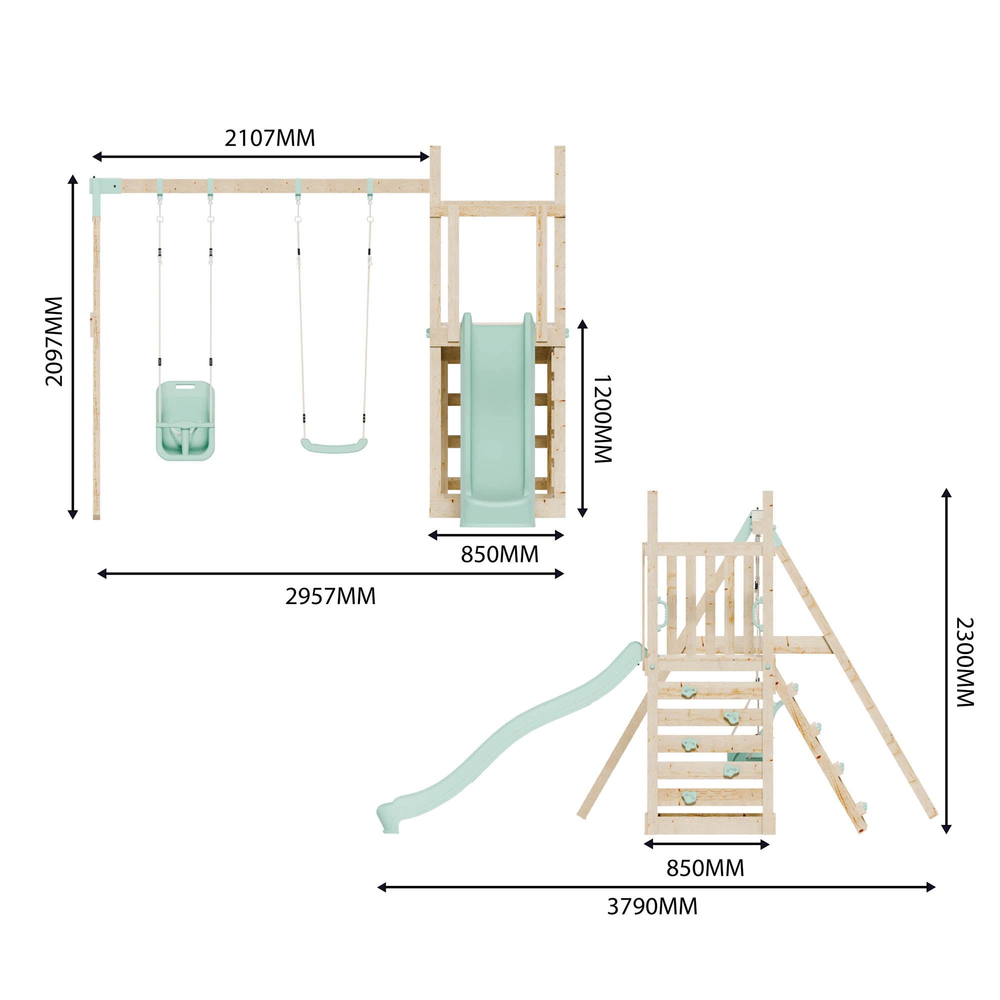 Climbing Frame with Slide, Swing & Baby Swing