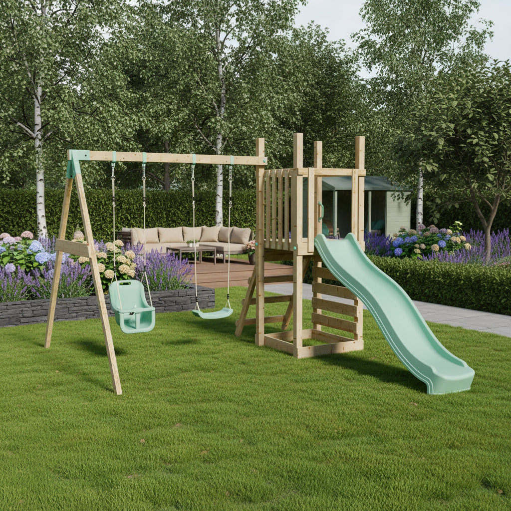 Climbing Frame with Slide, Swing & Baby Swing