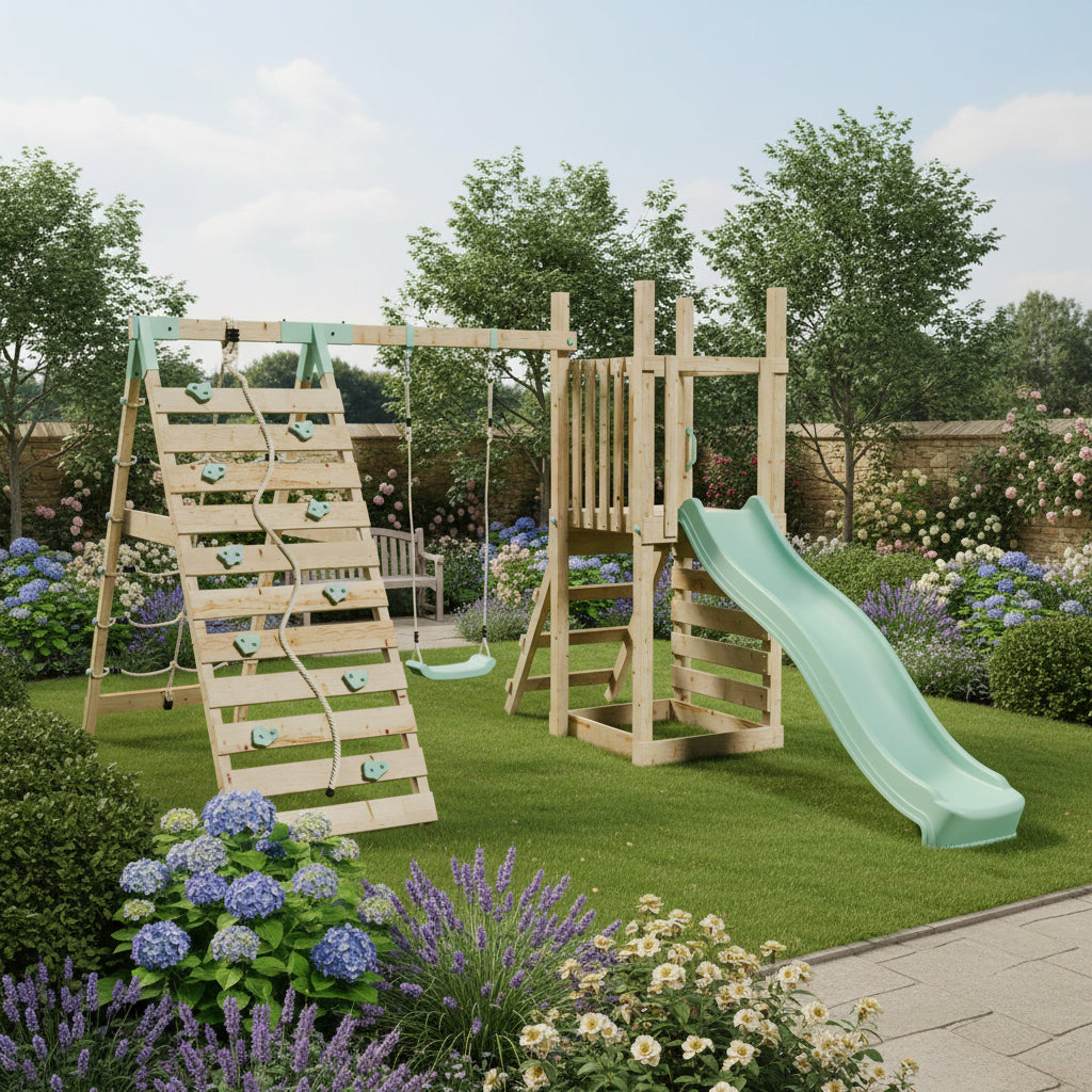 Climbing Frame with Slide, Swing & Climbing Frame