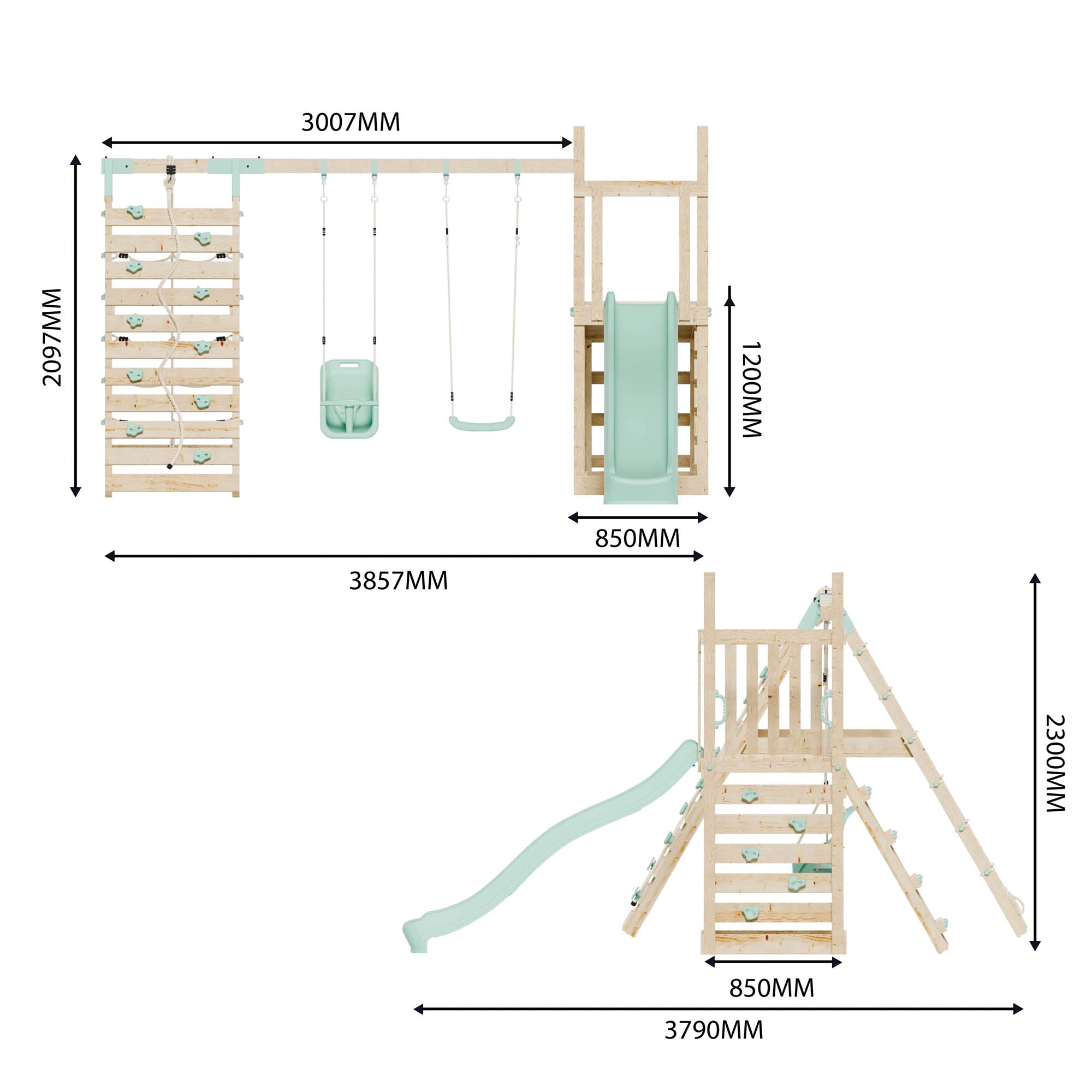 Climbing Frame with Slide, Swing, Baby Swing & Climbing Frame