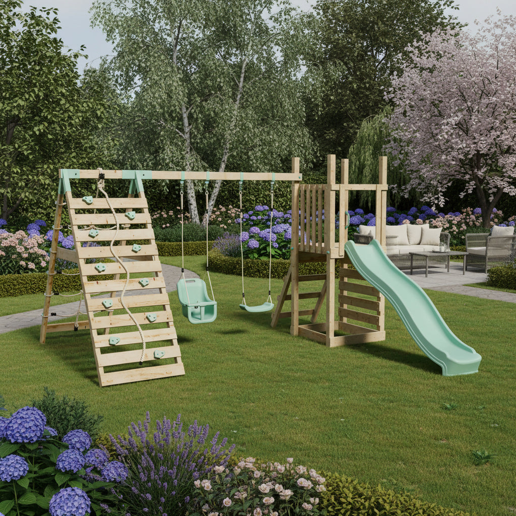 Climbing Frame with Slide, Swing, Baby Swing & Climbing Frame