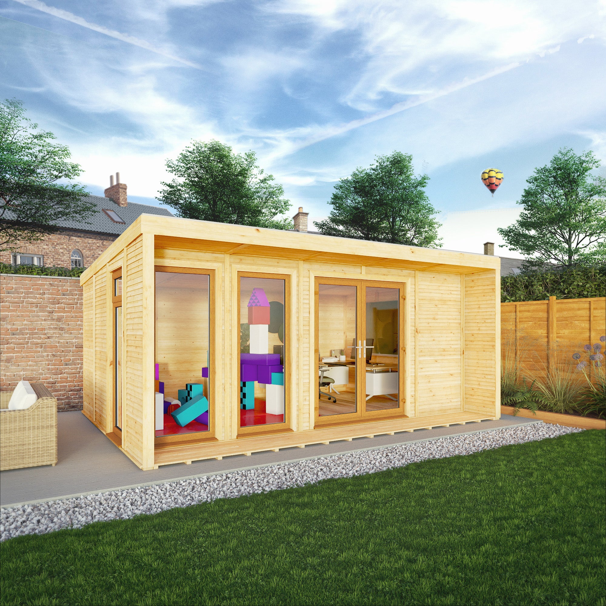 The 5m x 3m Creswell Insulated Garden Room with Oak UPVC