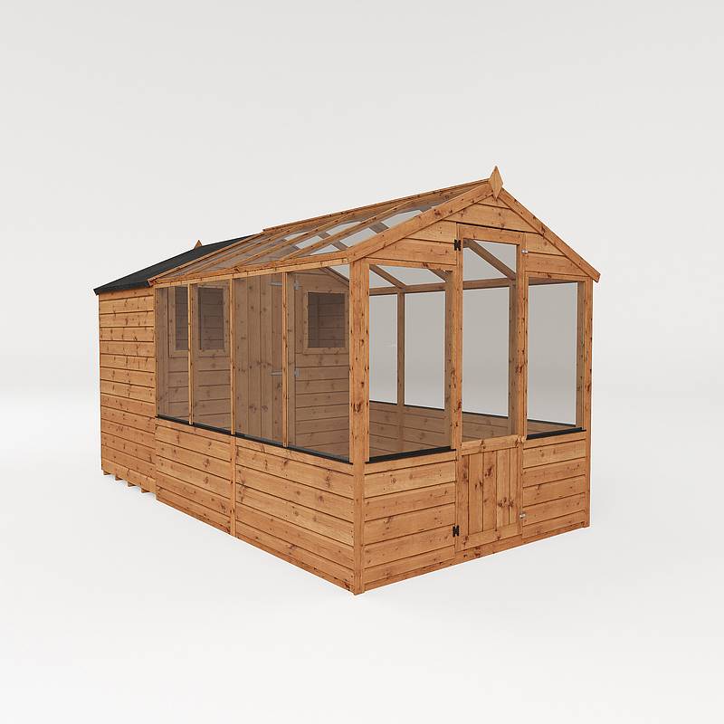 12 x 6 Tongue and Groove Combi Greenhouse and Wooden Storage Shed