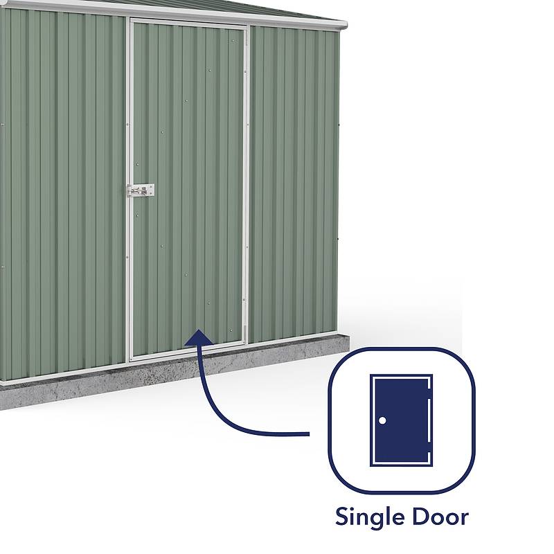 Absco 7' 5 x 5 Pale Eucalyptus Easy Build Pent Metal Shed