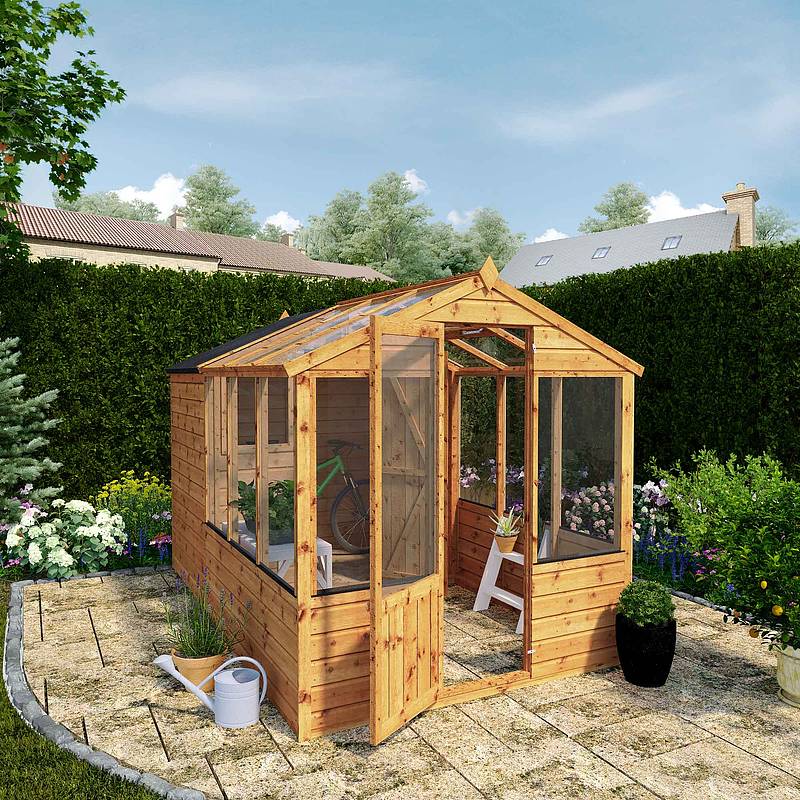 10 x 6 Tongue and Groove Combi Greenhouse and Wooden Storage Shed
