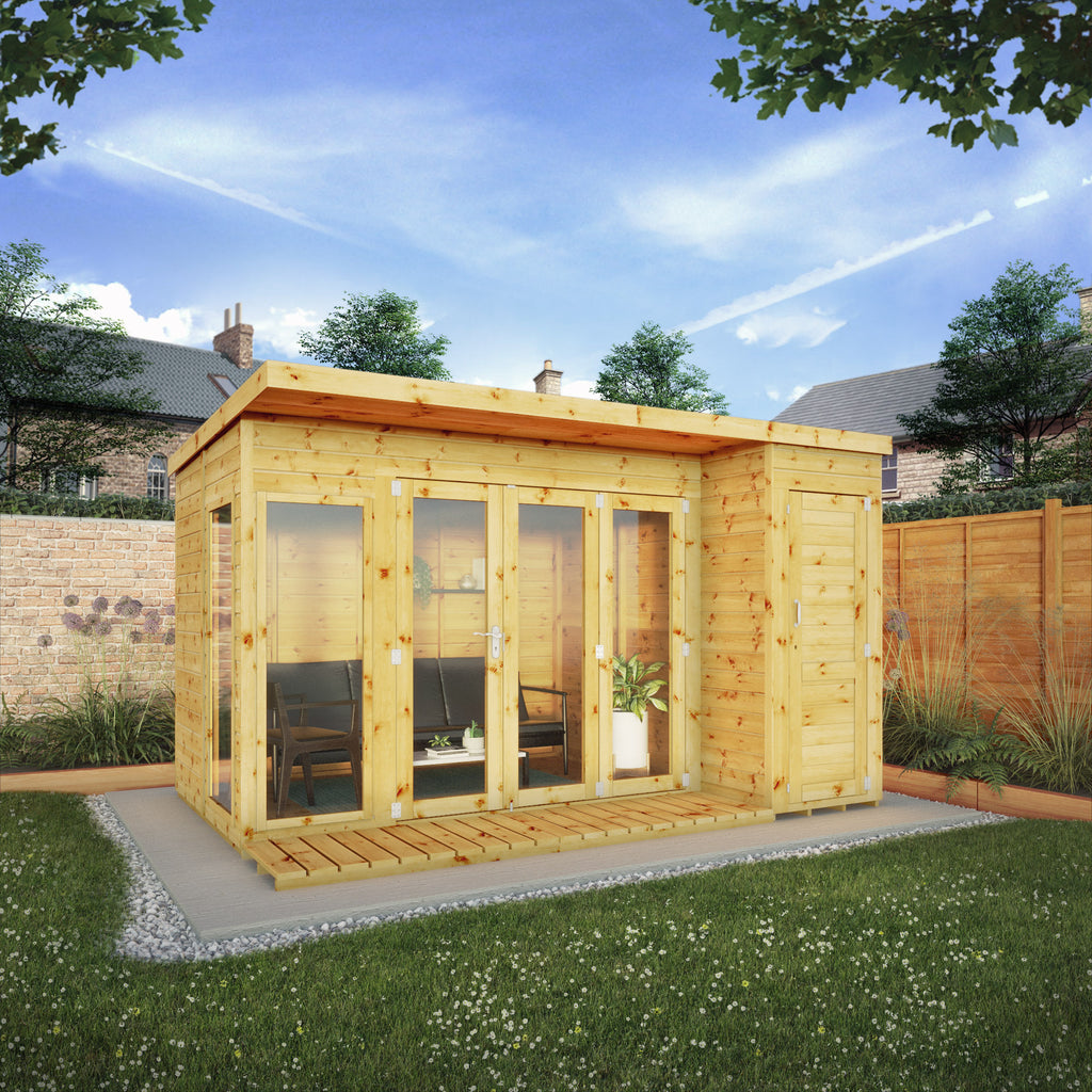 12 x 8 Contemporary Summerhouse with Side Shed